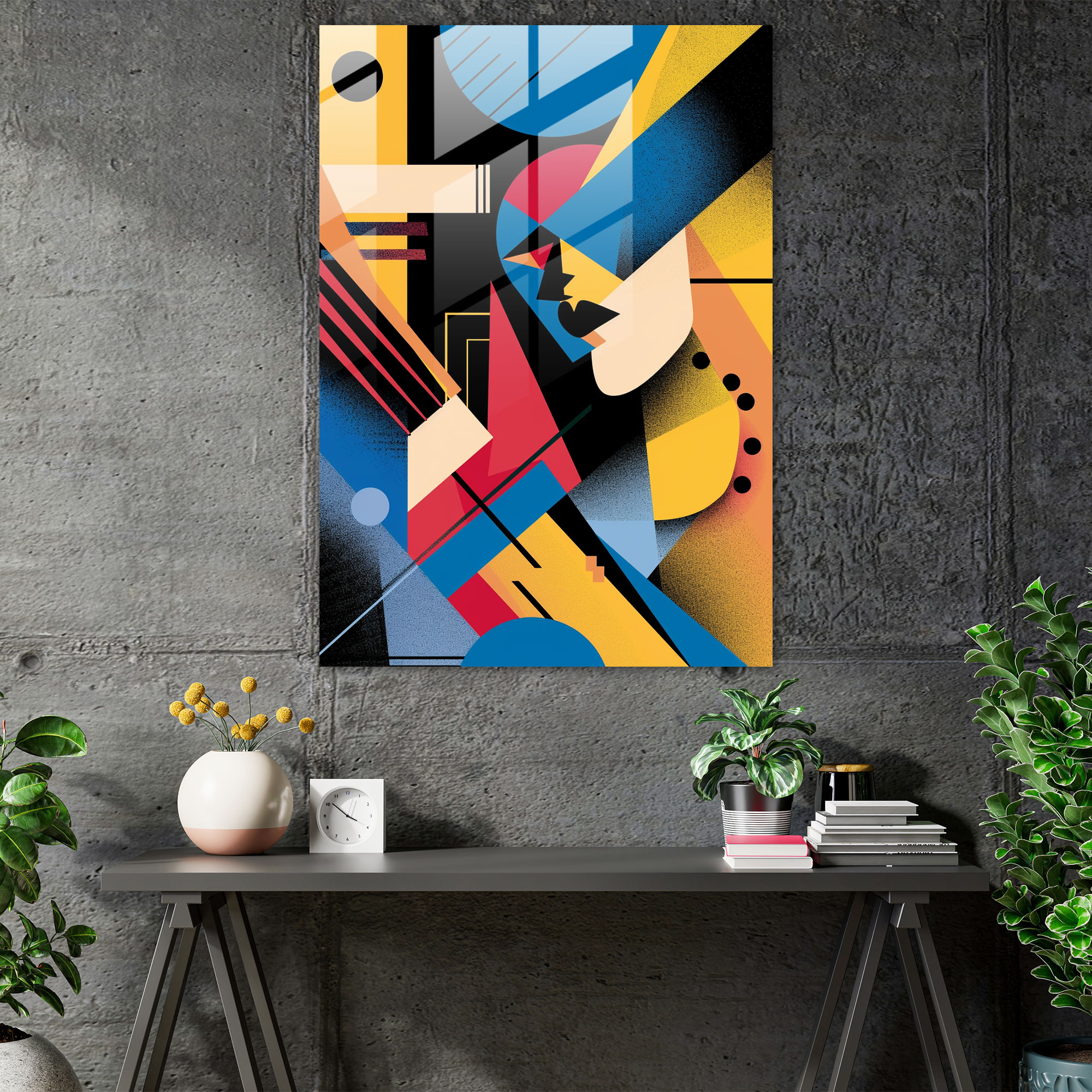 Futurism Modern Art - Geometric Shapes In Bold Colors - Futurism, Glass Wall Art, Home Decoration, Modern Art