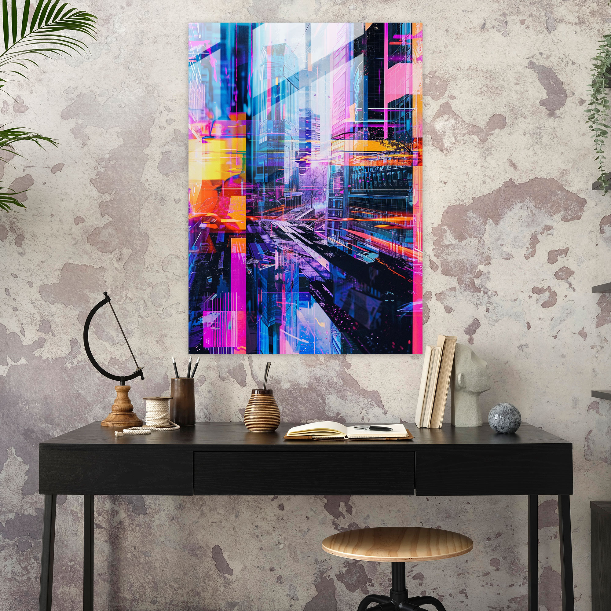 Futurism Art Theme - Digital Patterns And Glitch Effects - Futurism, Glass Print, Wall Decoration, Modern Art