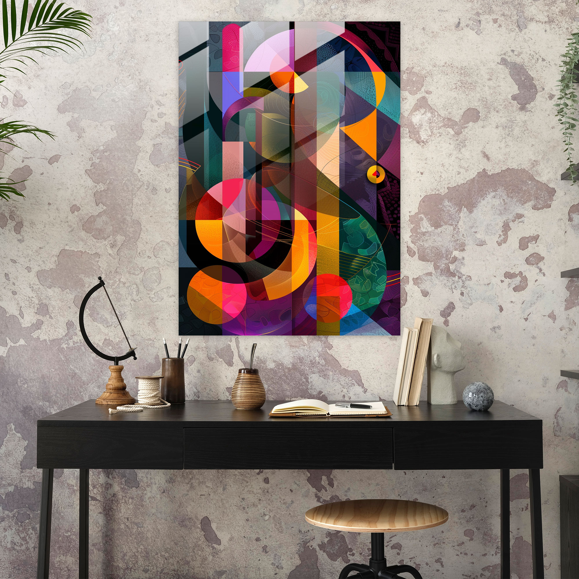 Futurism Glass Print - Abstract Geometric Shapes - Futurism, Glass Print, Home Decoration, Modern Art