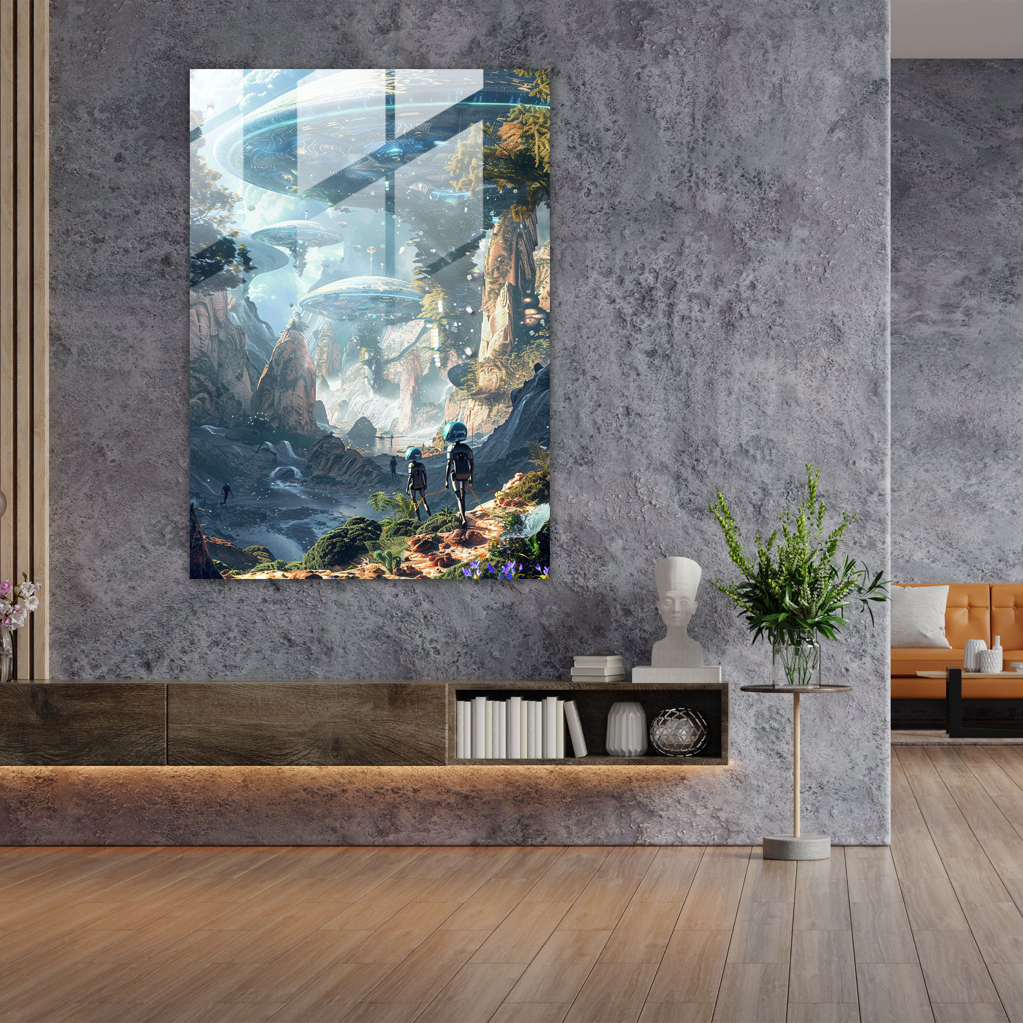 Futurism Modern Art - Alien Exploration - Futurism, Futurism Art Style, Modern Art, Glass Print