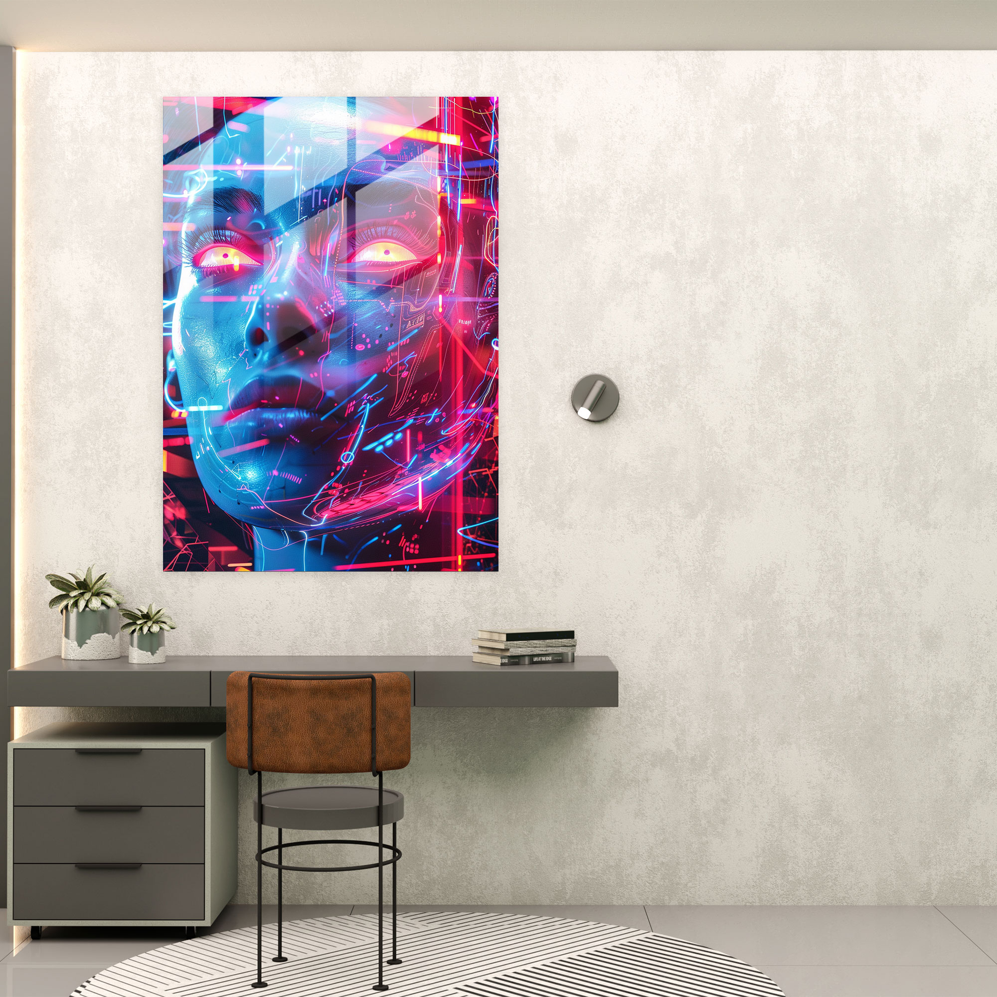 Futurism Home Decoration - Neon Cyberspace - Futurism, Glass Print, Home Decoration, Futurism Art Style