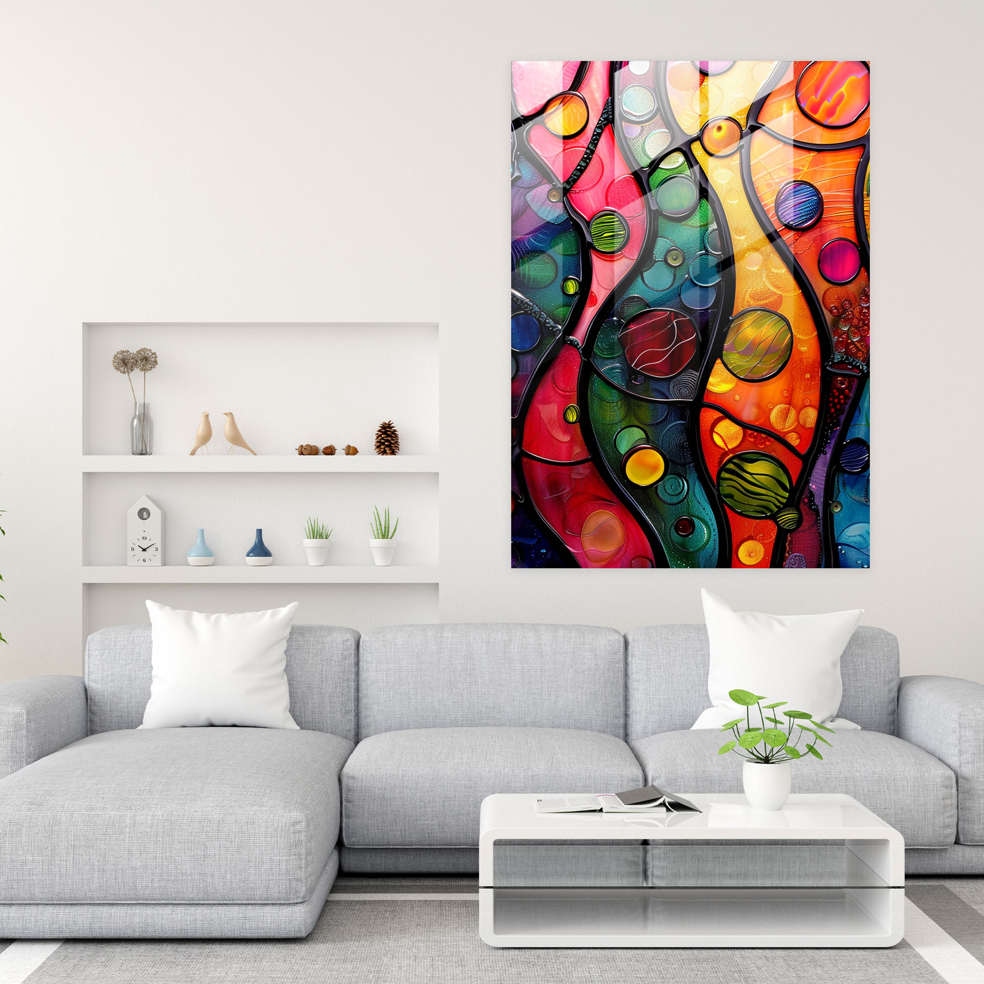 Futurism Art Style Glass Wall Art - Abstract Shapes - Futurism, Home Decoration, Modern Art, Abstract Shapes
