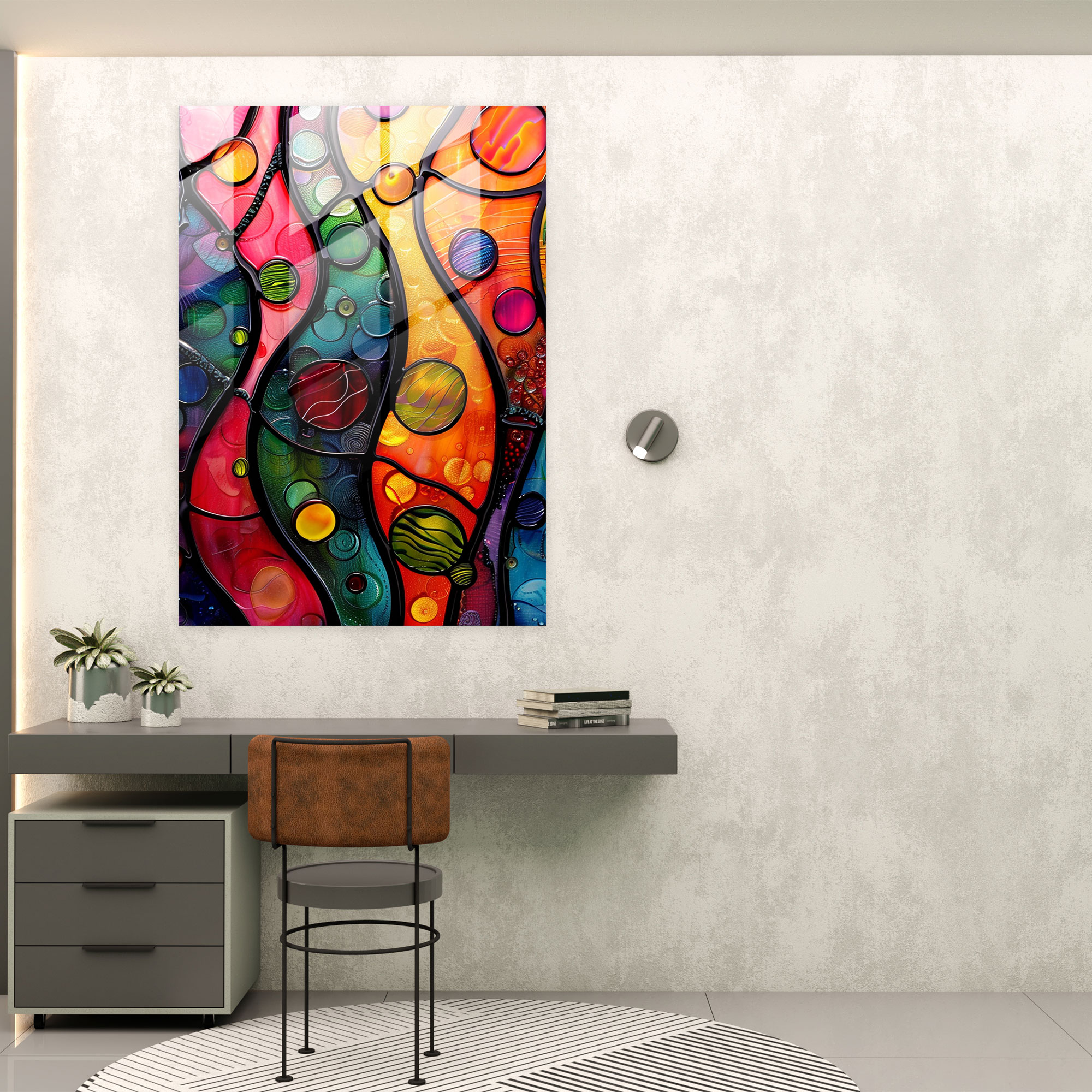 Futurism Art Style Glass Wall Art - Abstract Shapes - Futurism, Home Decoration, Modern Art, Abstract Shapes