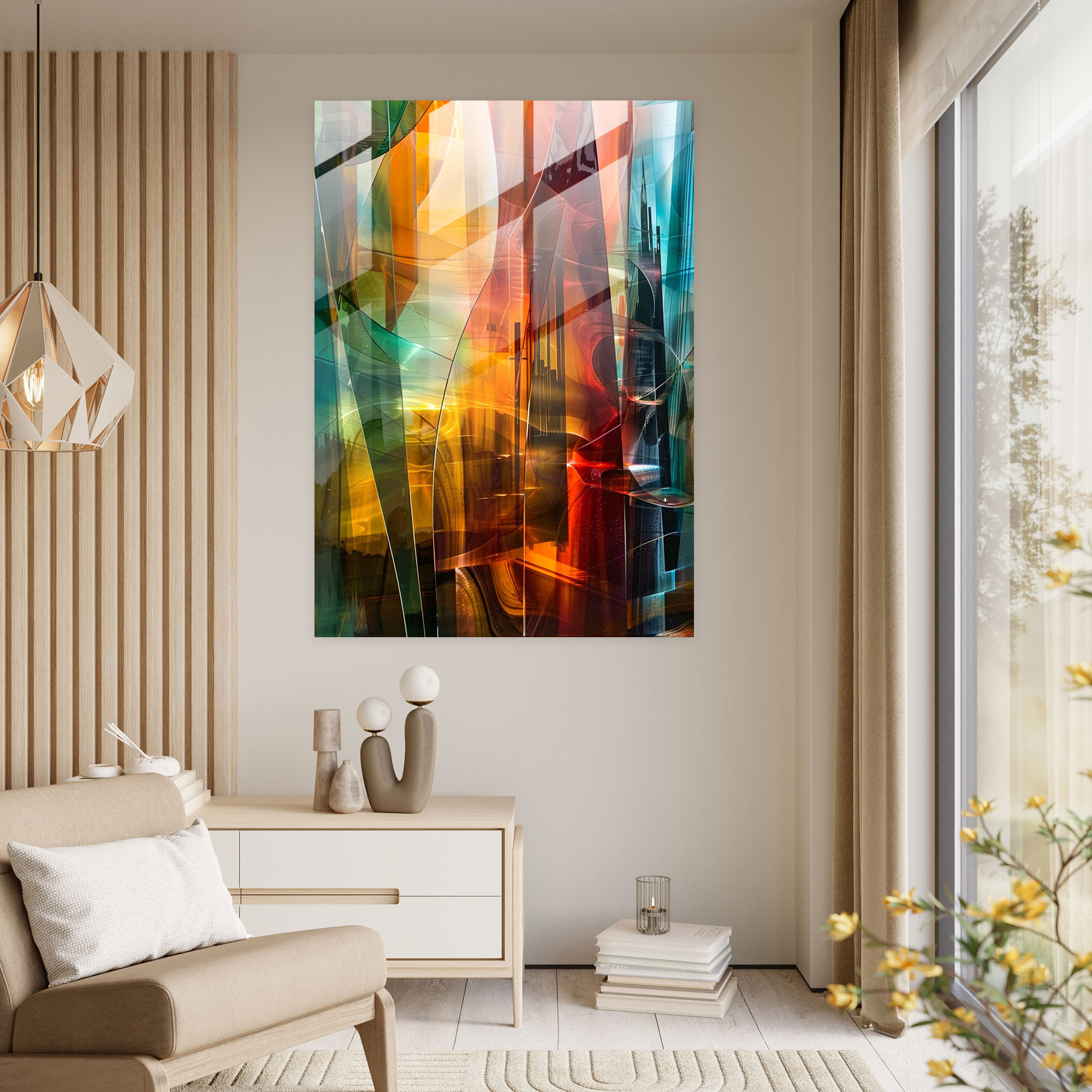 Futurism Art Style Glass Art - Abstract Cityscape - Futurism, Glass Art, Glass Wall Art, Futurism Art Style