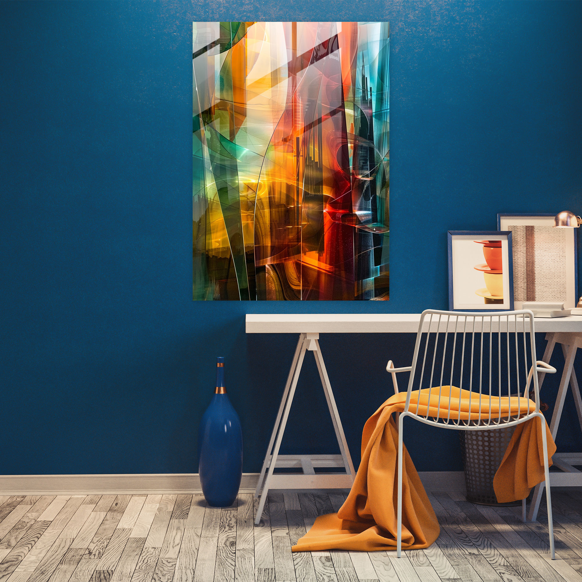 Futurism Art Style Glass Art - Abstract Cityscape - Futurism, Glass Art, Glass Wall Art, Futurism Art Style