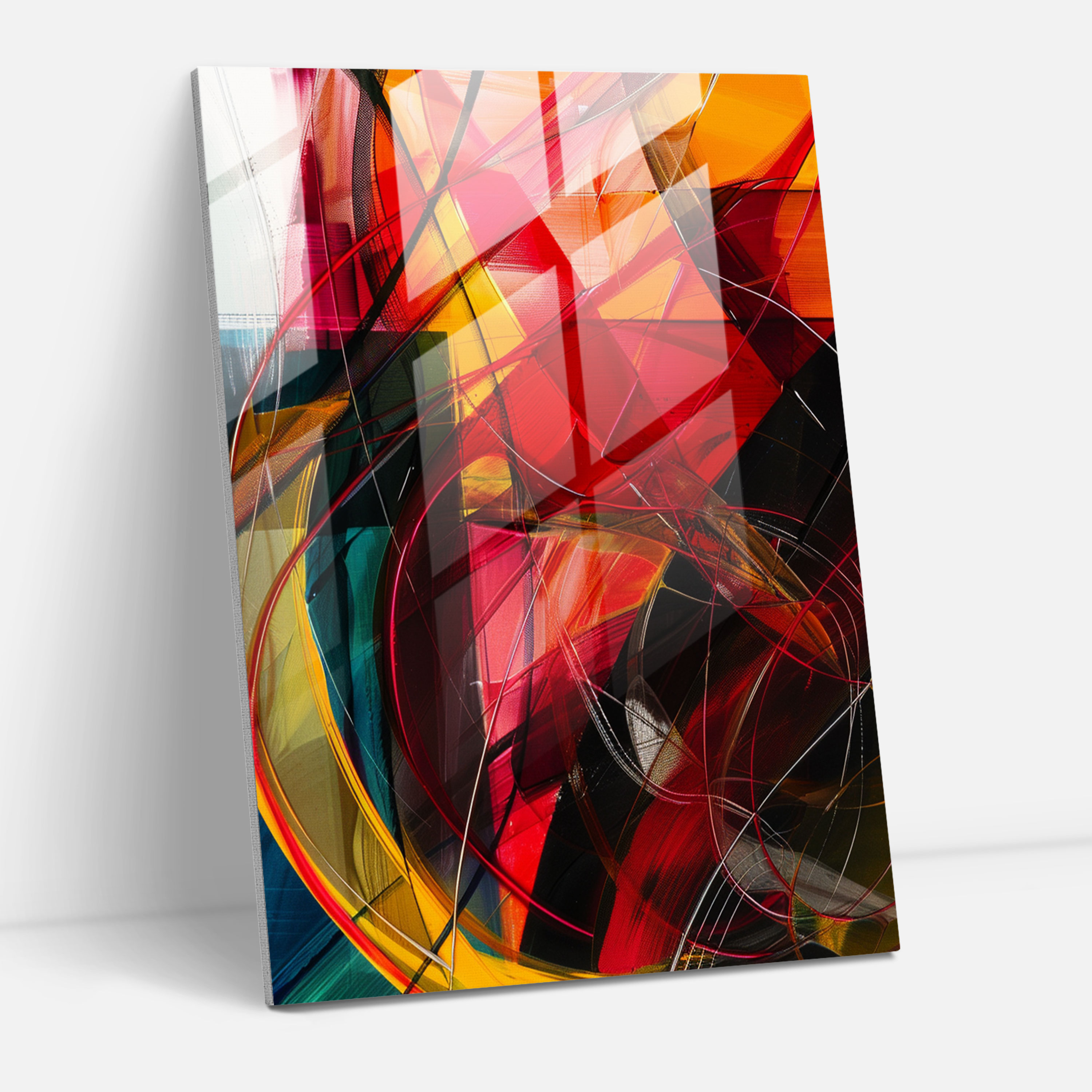 Futurism Art Style Glass Print - Dynamic Lines - Futurism, Glass Wall Art, Glass Art, Bold Colors