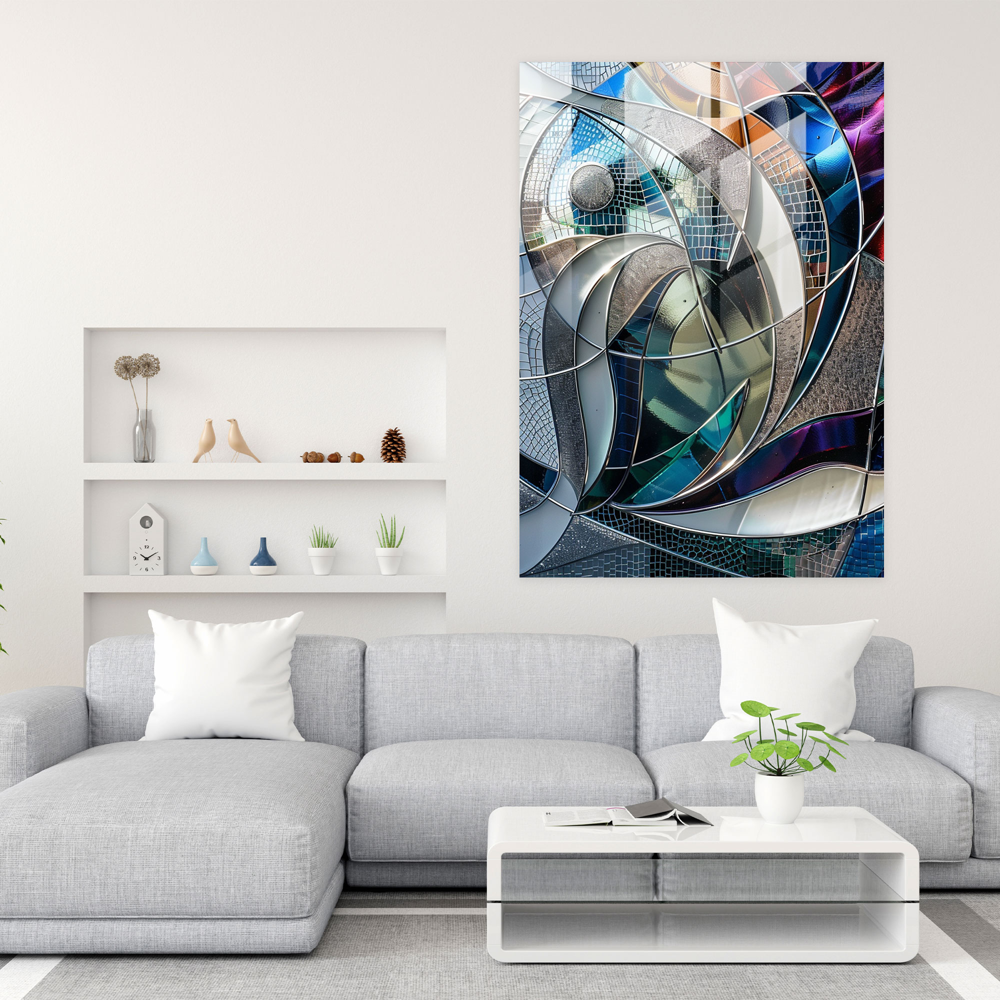 Futurism Art Style Glass Wall Art - Techno Patterns - Futurism, Glass Print, Wall Decoration, Patterns