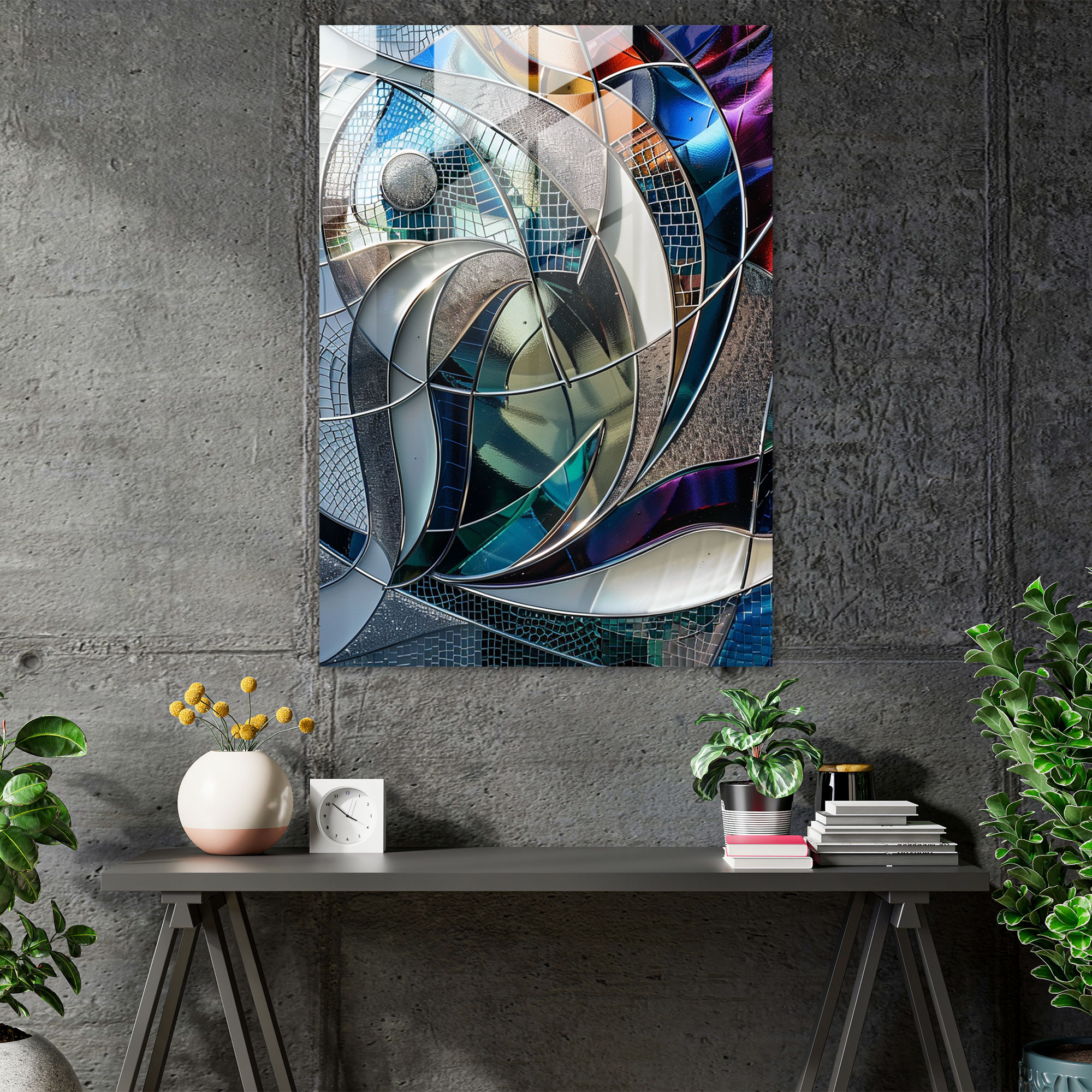 Futurism Art Style Glass Wall Art - Techno Patterns - Futurism, Glass Print, Wall Decoration, Patterns