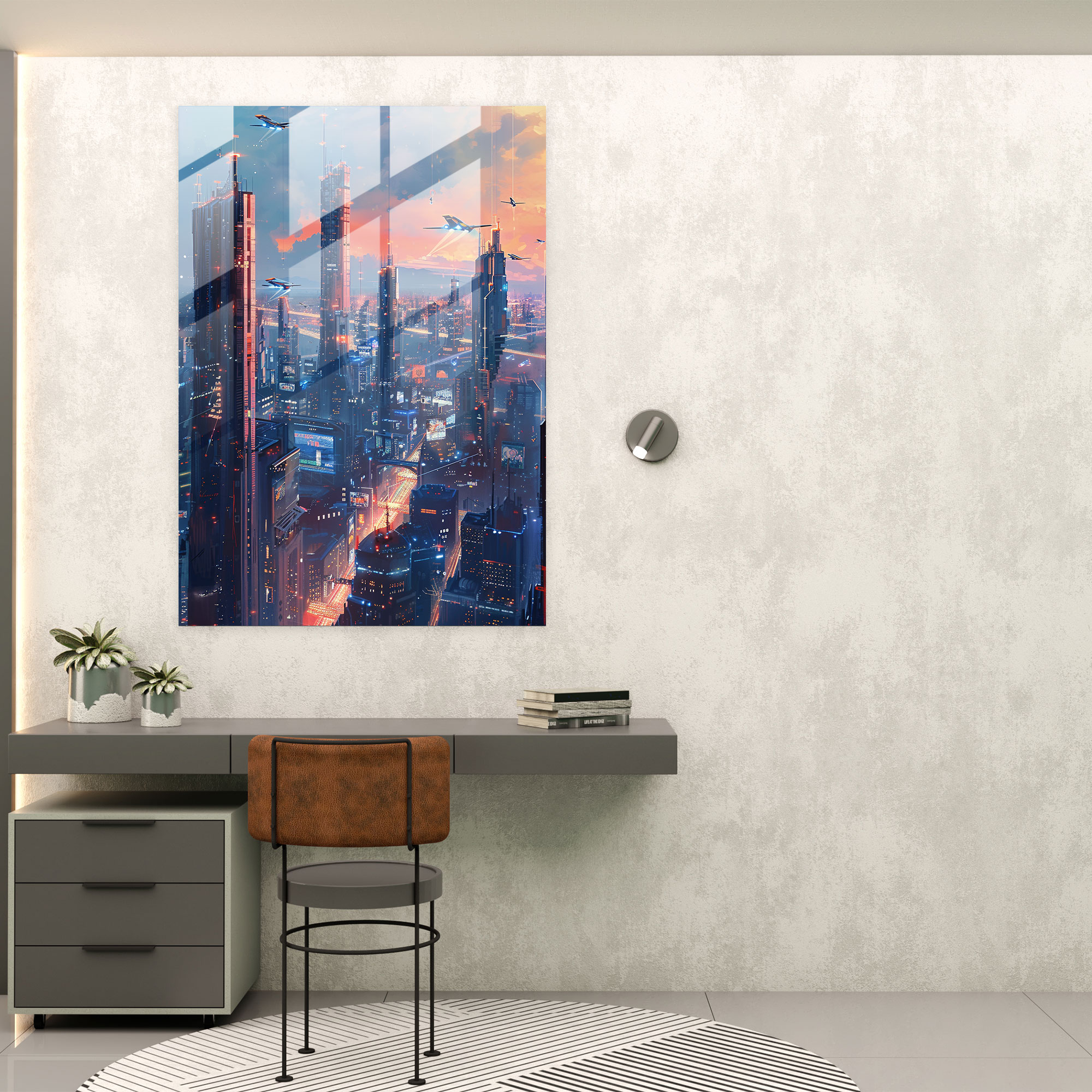 Glass Wall Art - Futurism Cityscape - Futurism, Glass Art, Wall Decoration, Futurism Art Style