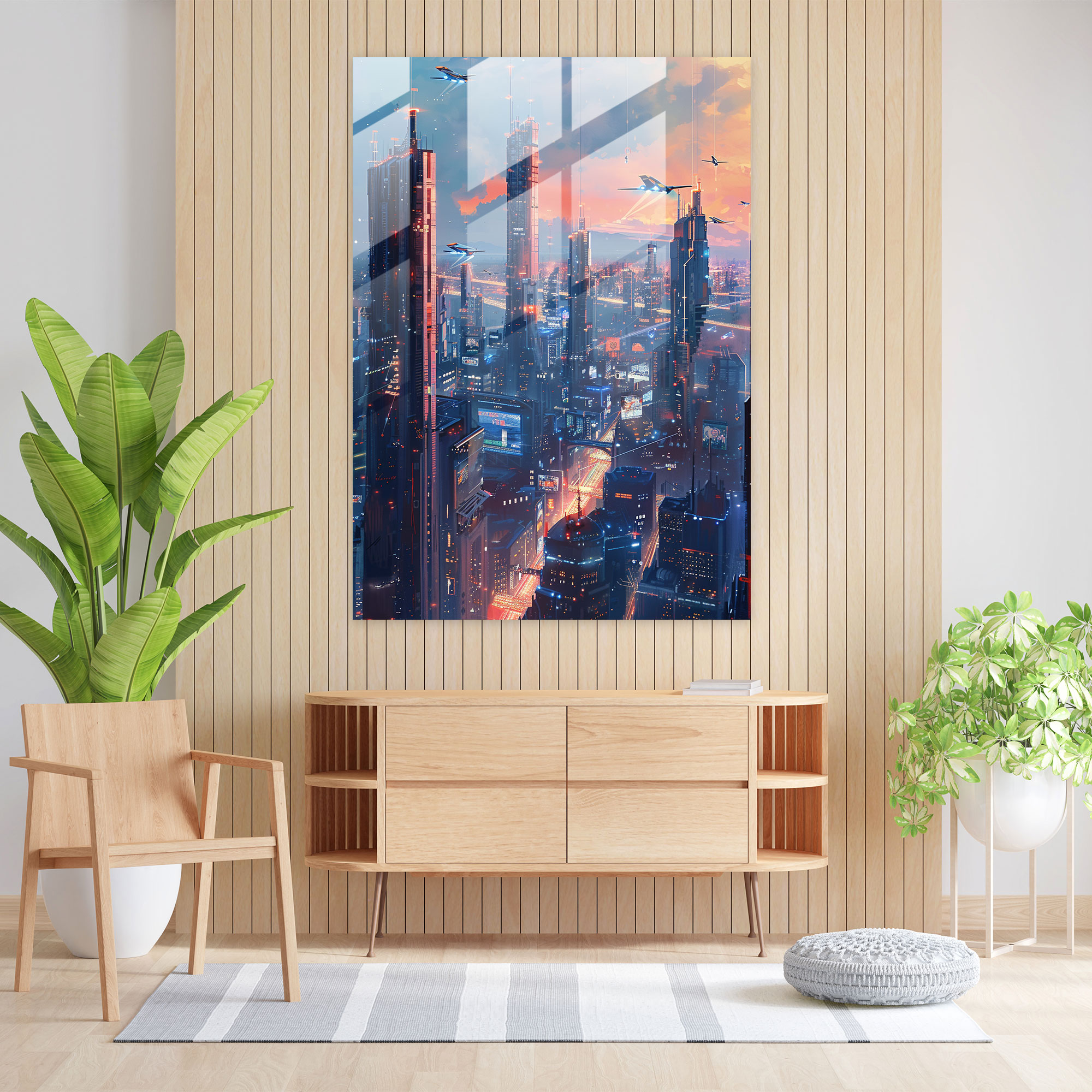 Glass Wall Art - Futurism Cityscape - Futurism, Glass Art, Wall Decoration, Futurism Art Style