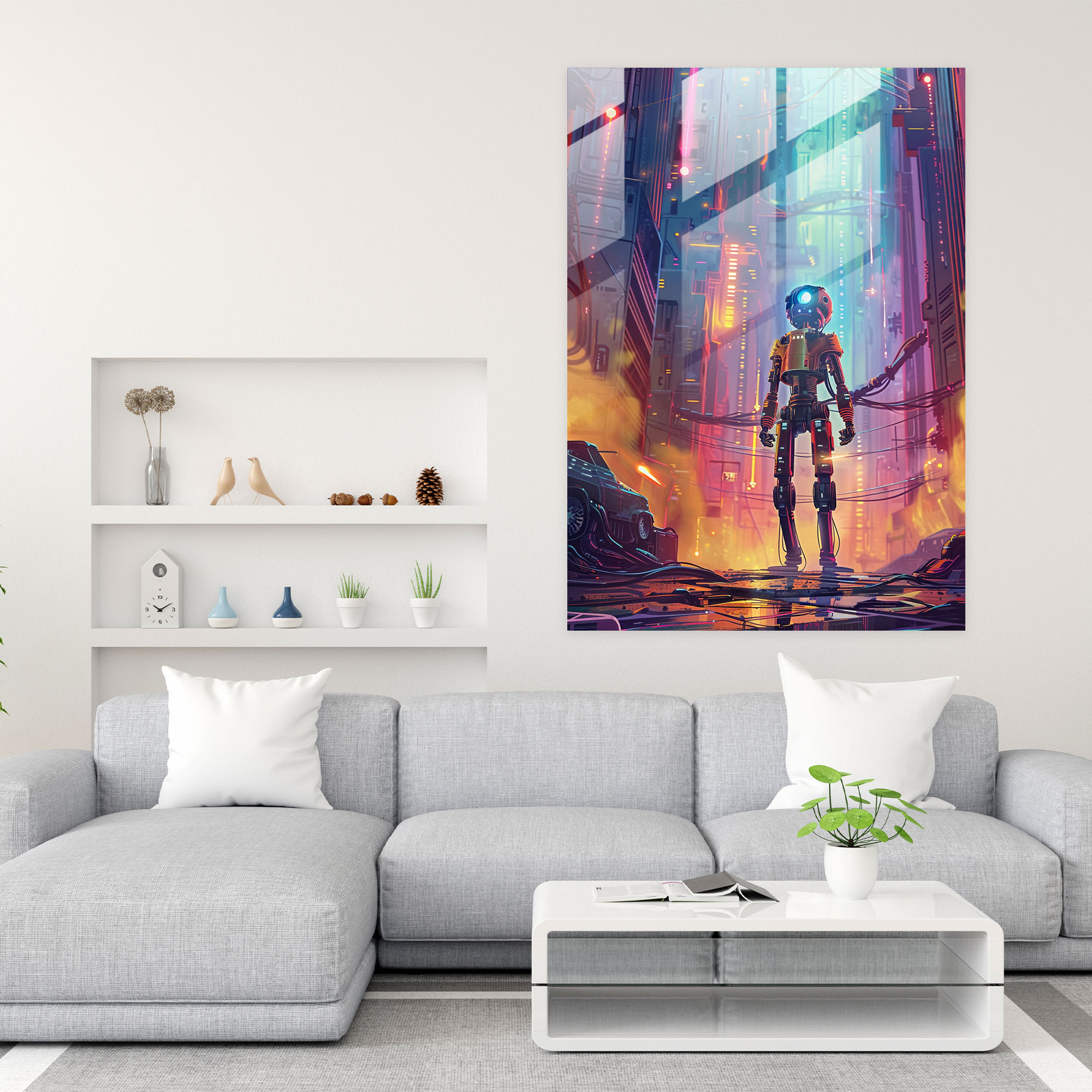Futurism Glass Art - Retro Robot - Futurism, Futurism Art Style, Glass Art, Home Decoration