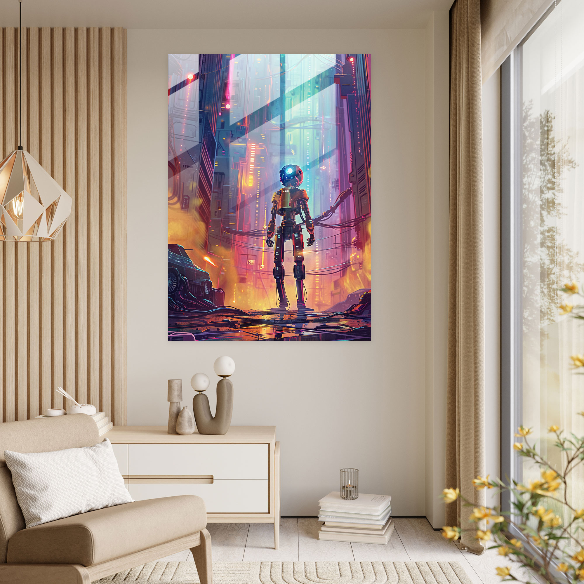 Futurism Glass Art - Retro Robot - Futurism, Futurism Art Style, Glass Art, Home Decoration