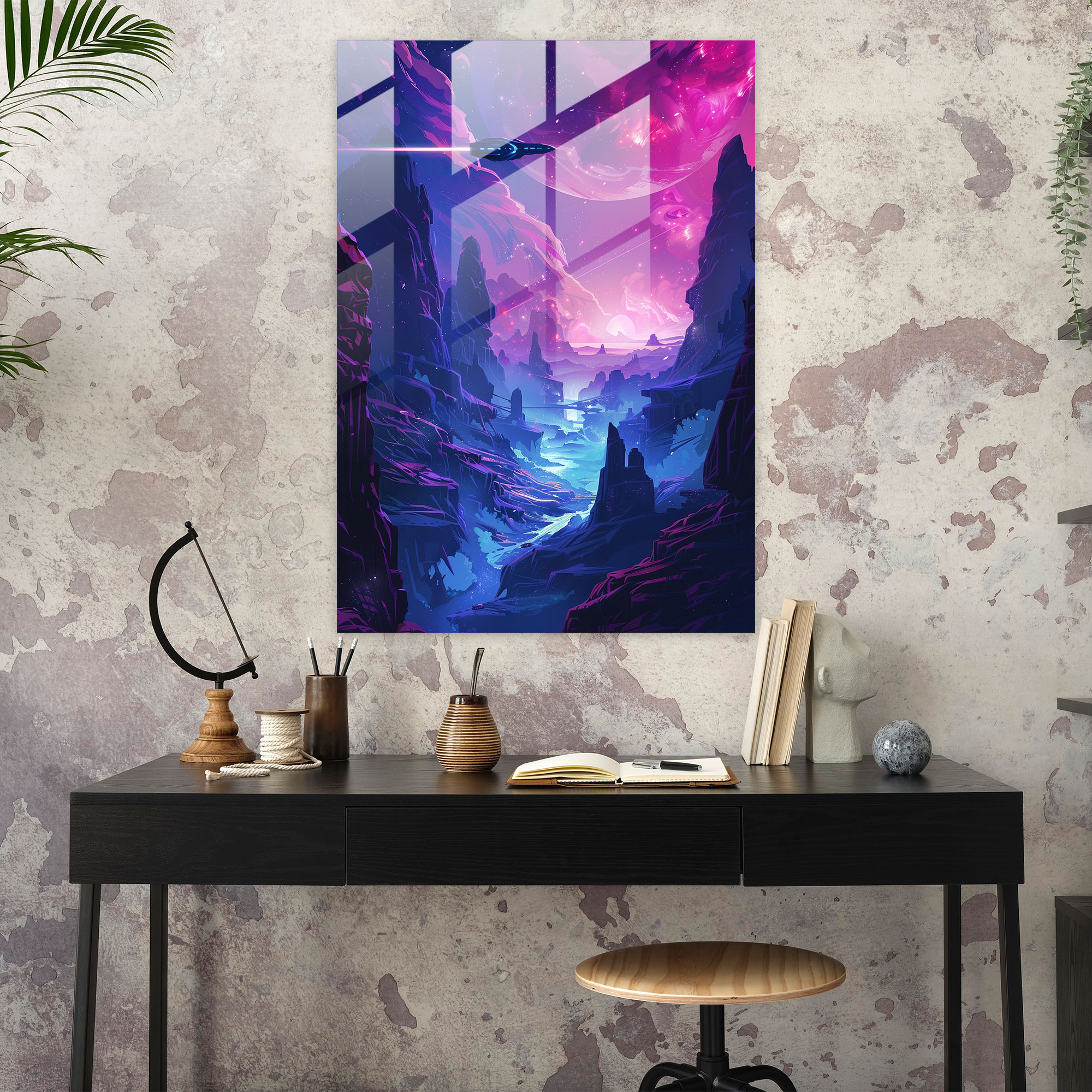 Futurism Wall Decoration - Cosmic Spaceship - Futurism, Glass Art, Wall Decoration, Futurism Art Style