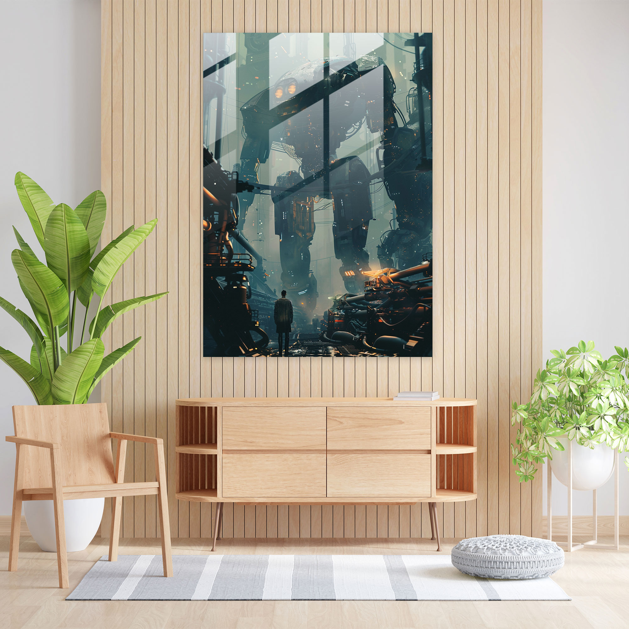 Futurism Glass Wall Art - Robot Factory - Futurism, Futurism Art Style, Wall Decoration, Glass Wall Art