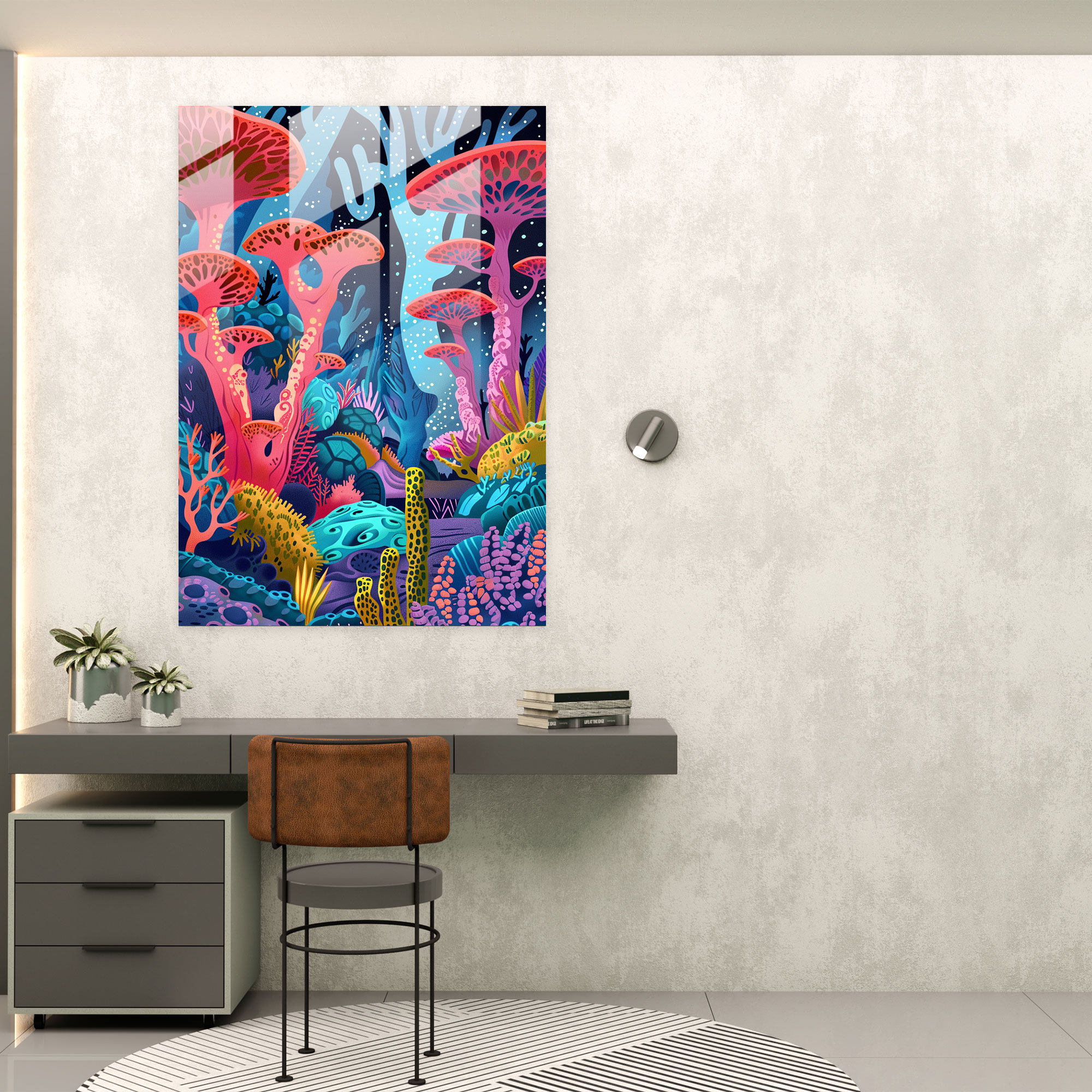 Futurism Modern Art Glass Print - Alien Landscape - Futurism, Modern Art, Wall Decoration, Glass Print