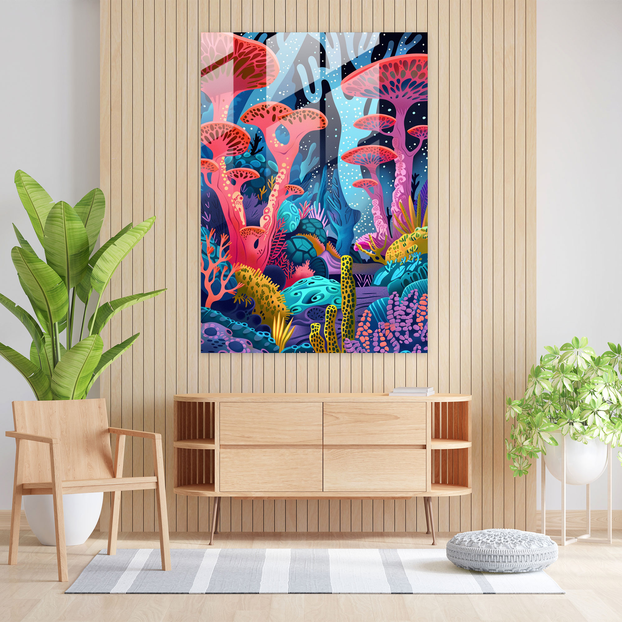 Futurism Modern Art Glass Print - Alien Landscape - Futurism, Modern Art, Wall Decoration, Glass Print