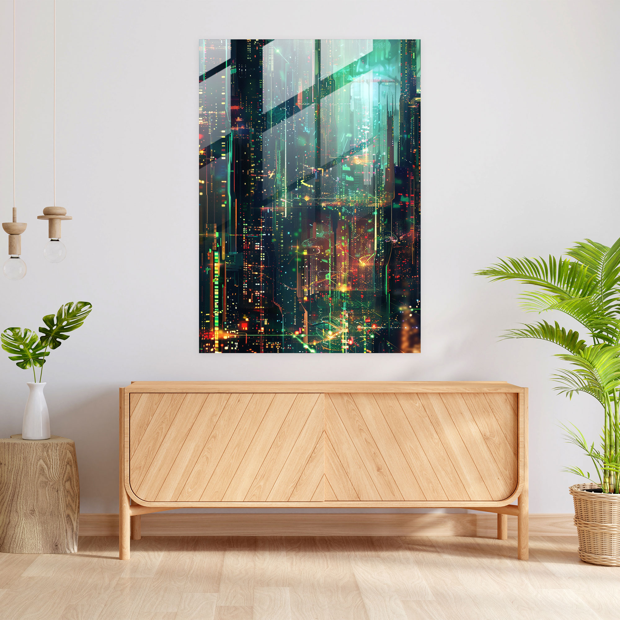 Futurism Glass Wall Art - Digital Cityscape - Futurism, Glass Art, Futurism Art Style, Wall Decoration