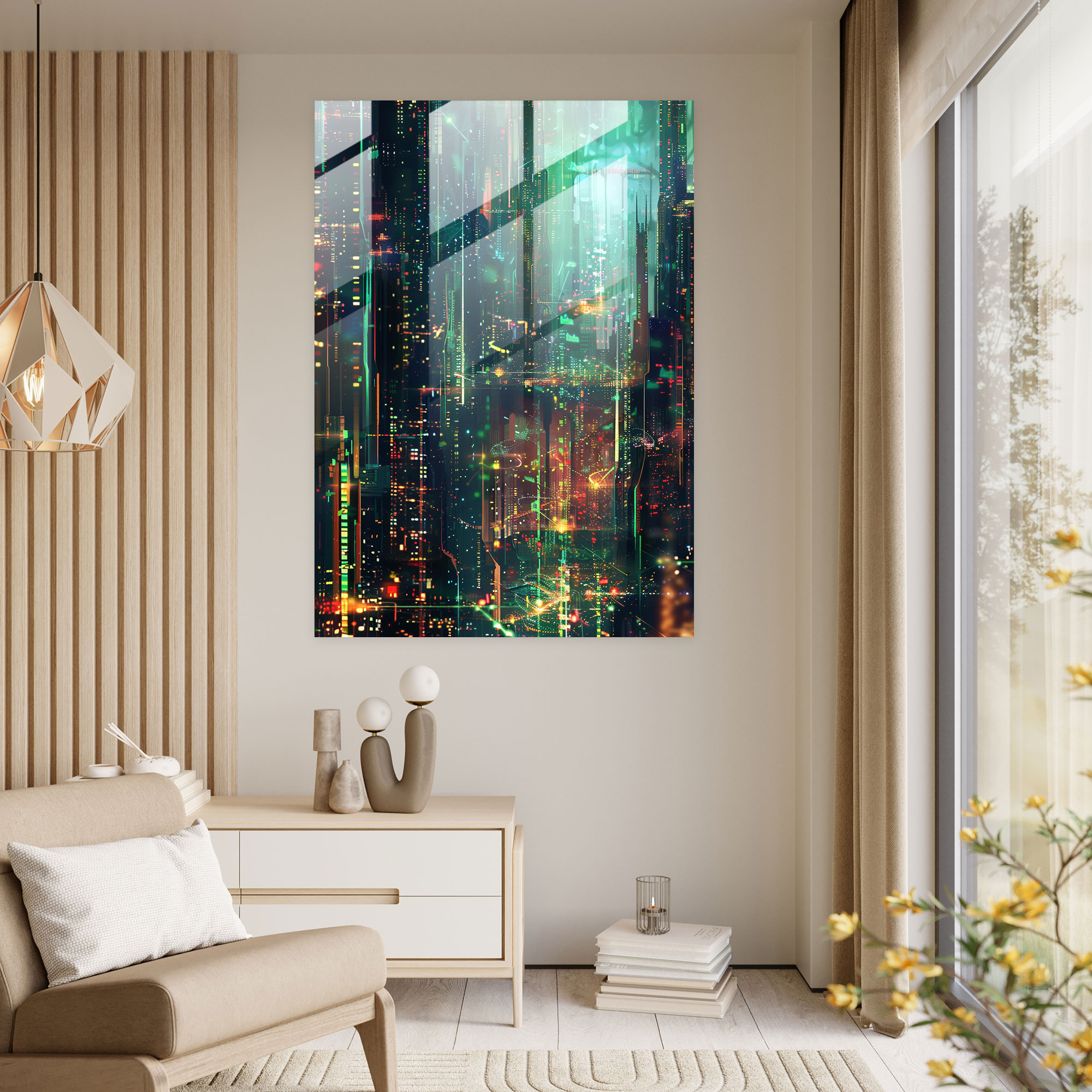 Futurism Glass Wall Art - Digital Cityscape - Futurism, Glass Art, Futurism Art Style, Wall Decoration