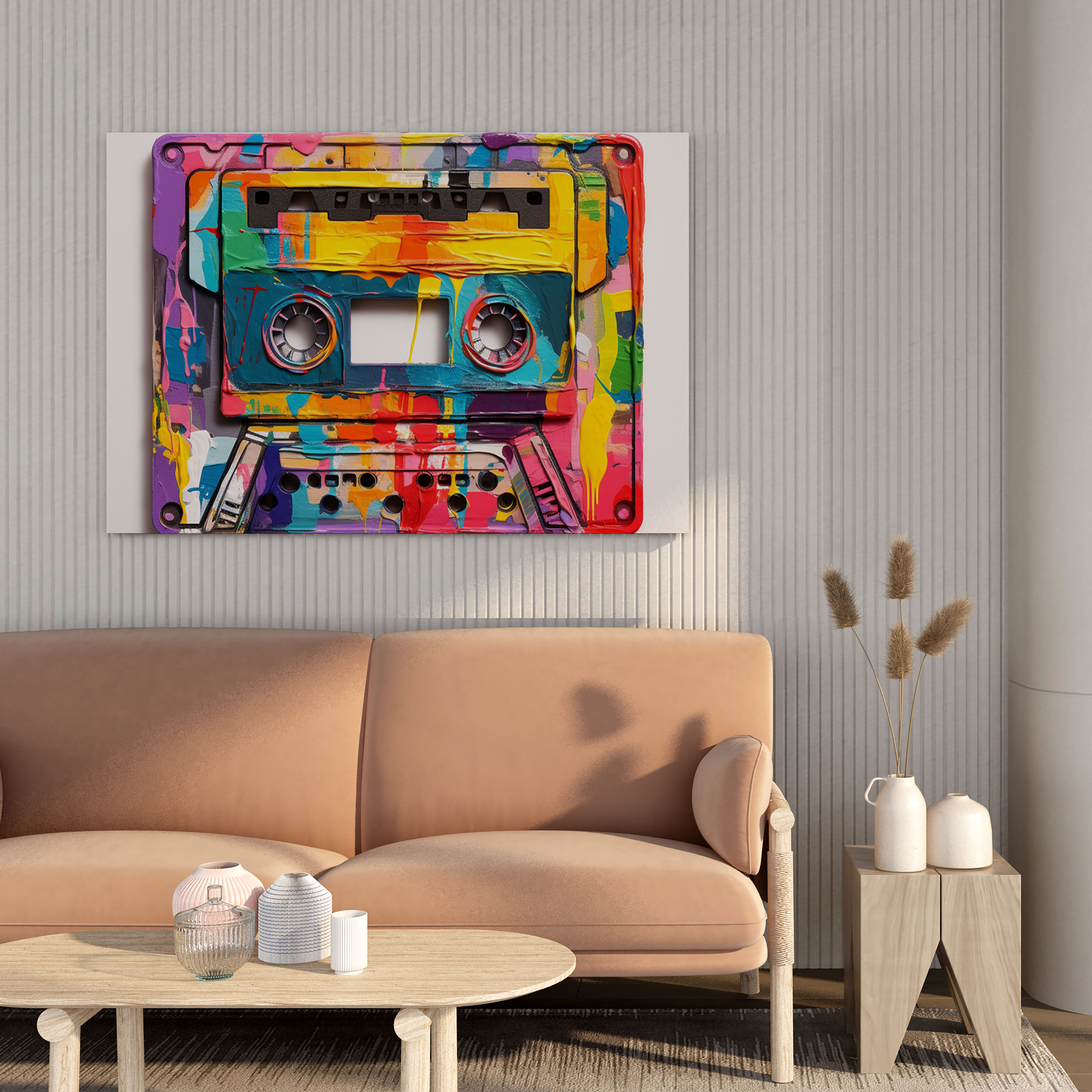 Retro Cassette Tape Wall Art - Funky, Wall Decoration, Canvas, Canvas Wall Art