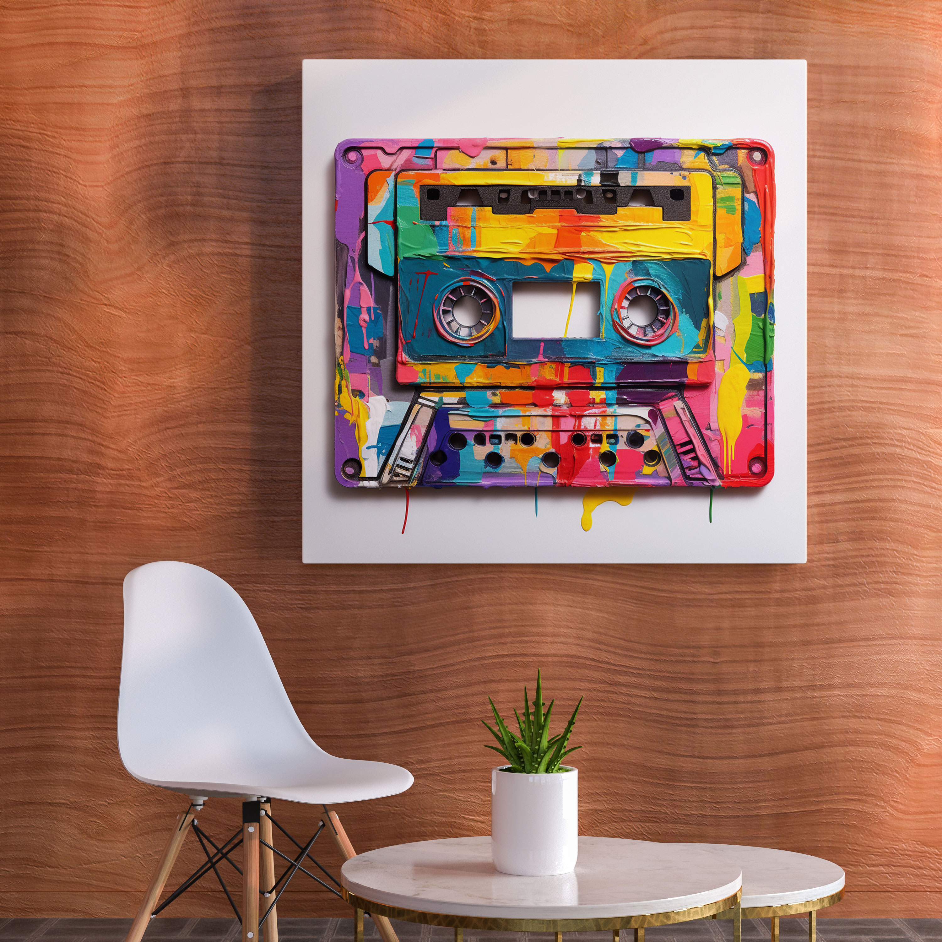 Retro Cassette Tape Wall Art - Funky, Wall Decoration, Canvas, Canvas Wall Art