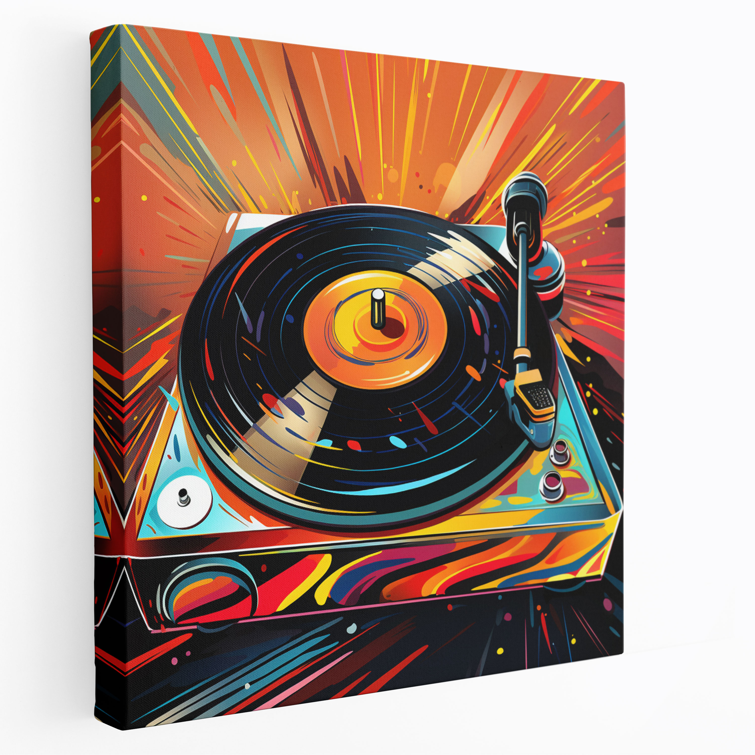 Funky Wall Decoration - Retro Record Player Canvas Print - Funky, Wall Art, Canvas, Home Decoration