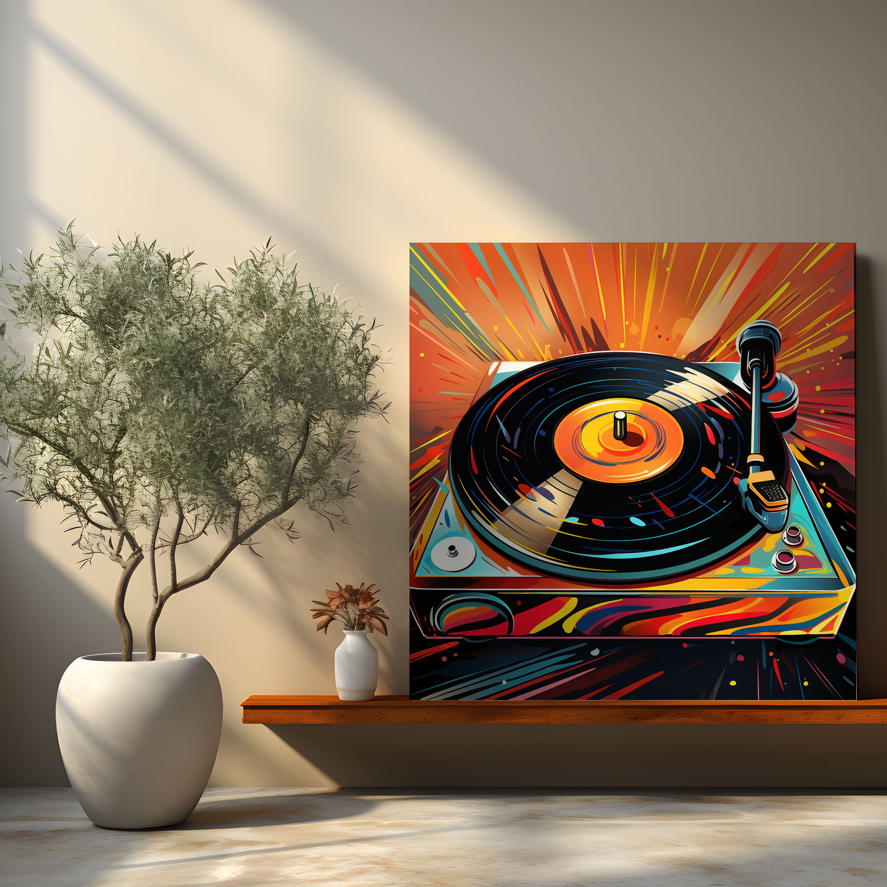 Funky Wall Decoration - Retro Record Player Canvas Print - Funky, Wall Art, Canvas, Home Decoration