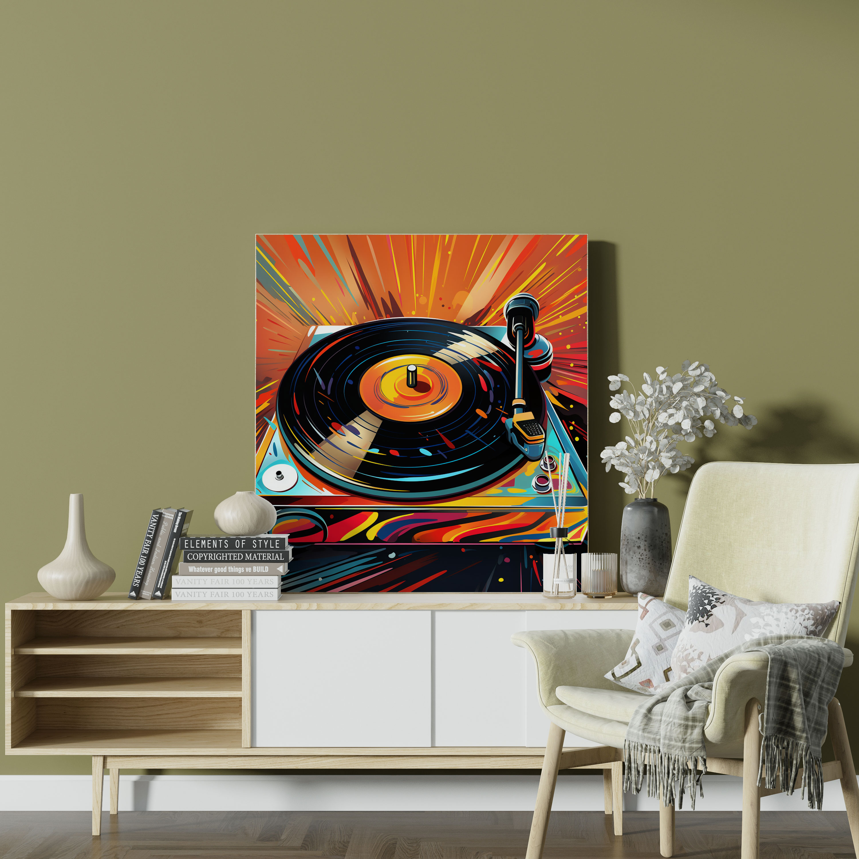 Funky Wall Decoration - Retro Record Player Canvas Print - Funky, Wall Art, Canvas, Home Decoration
