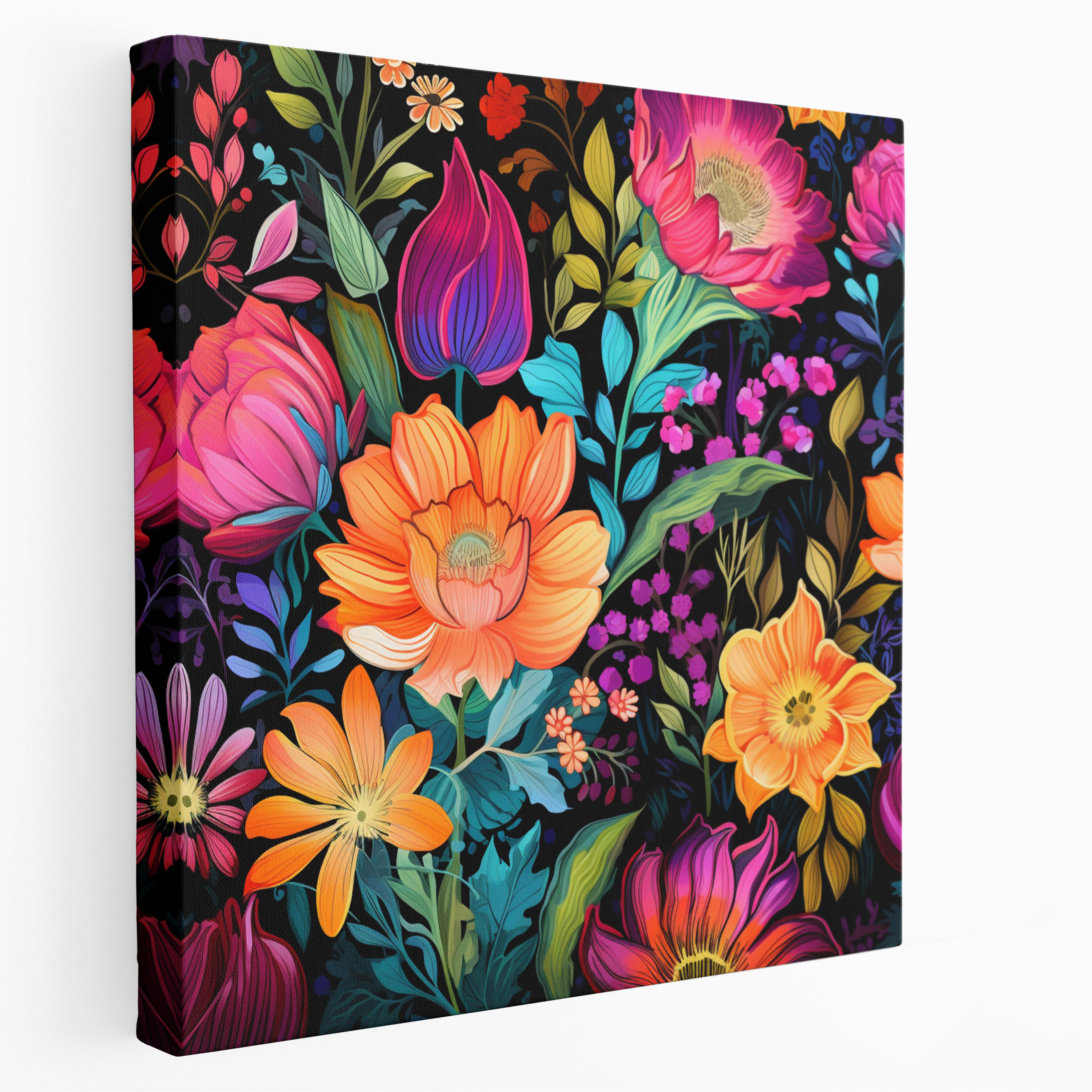 Funky Wall Art - Whimsical Floral Canvas Print - Funky, Canvas, Funky, Canvas Print