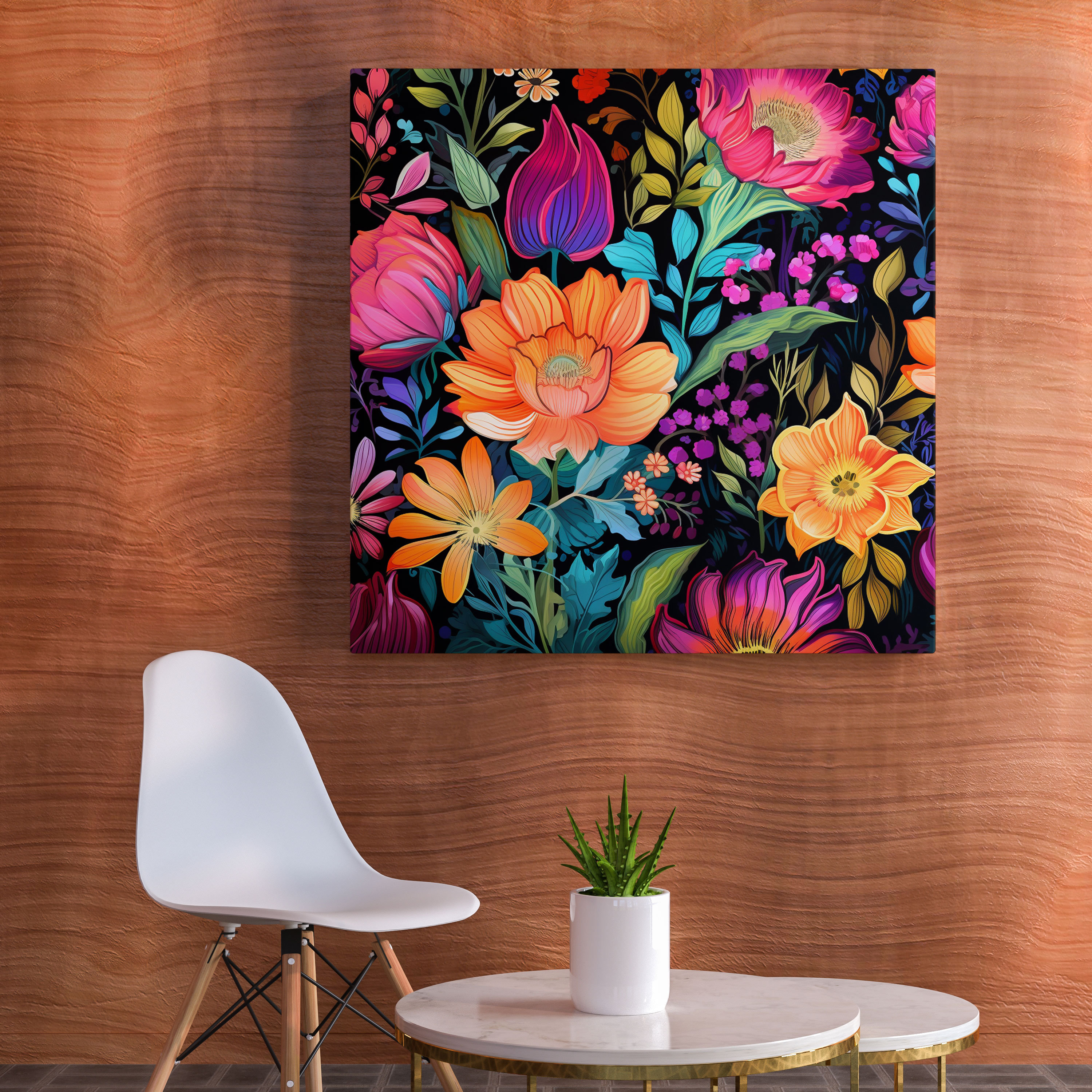 Funky Wall Art - Whimsical Floral Canvas Print - Funky, Canvas, Funky, Canvas Print