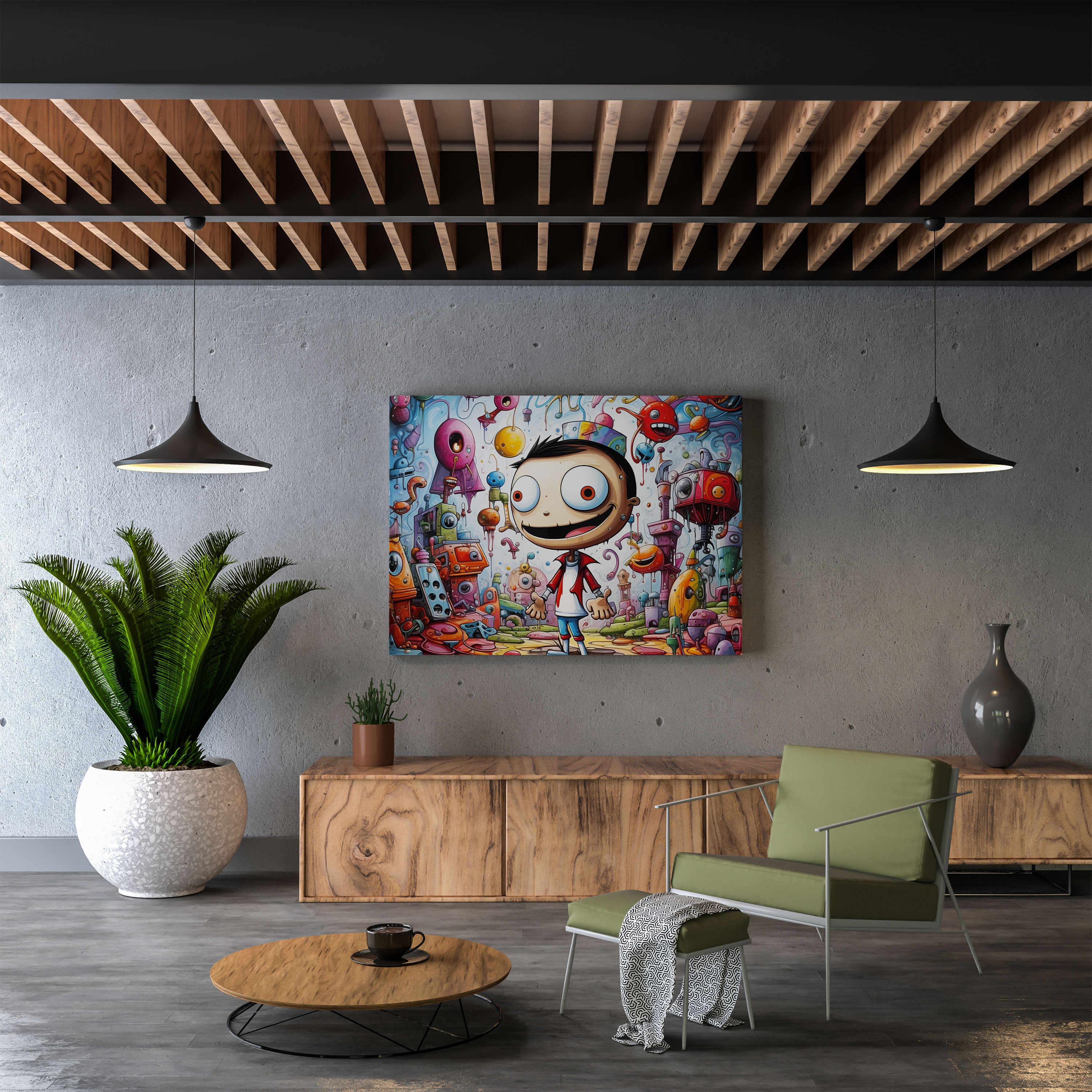 Funky Cartoon Canvas Print - Funky, Colorful, Cartoon Characters, Funky