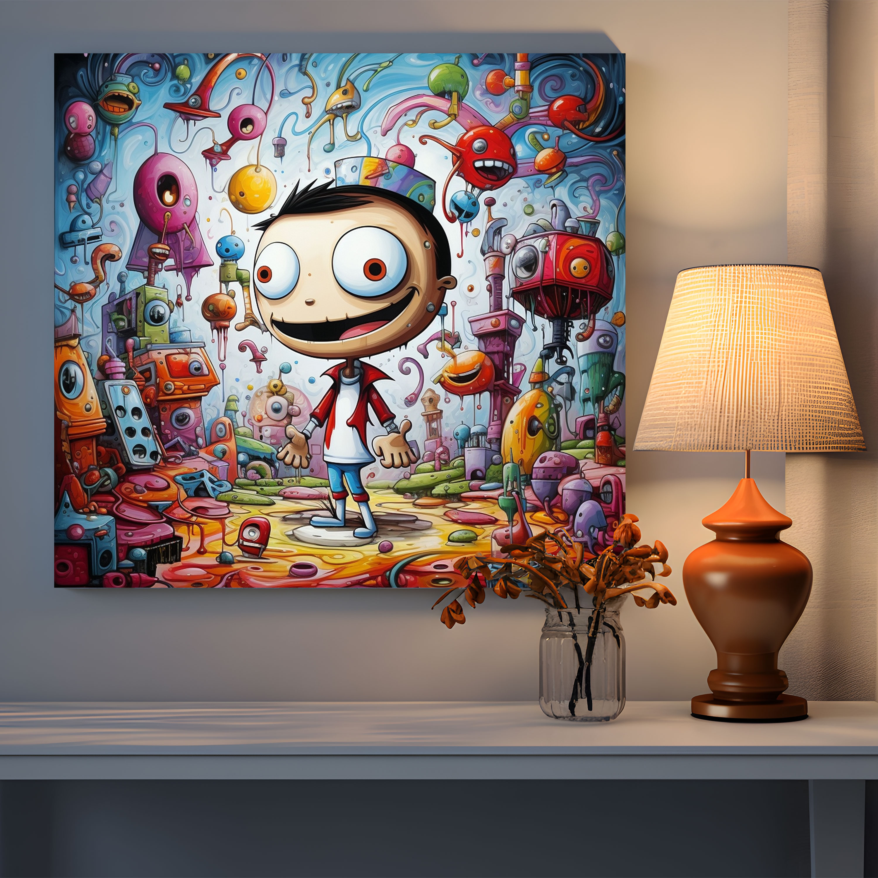 Funky Cartoon Canvas Print - Funky, Colorful, Cartoon Characters, Funky