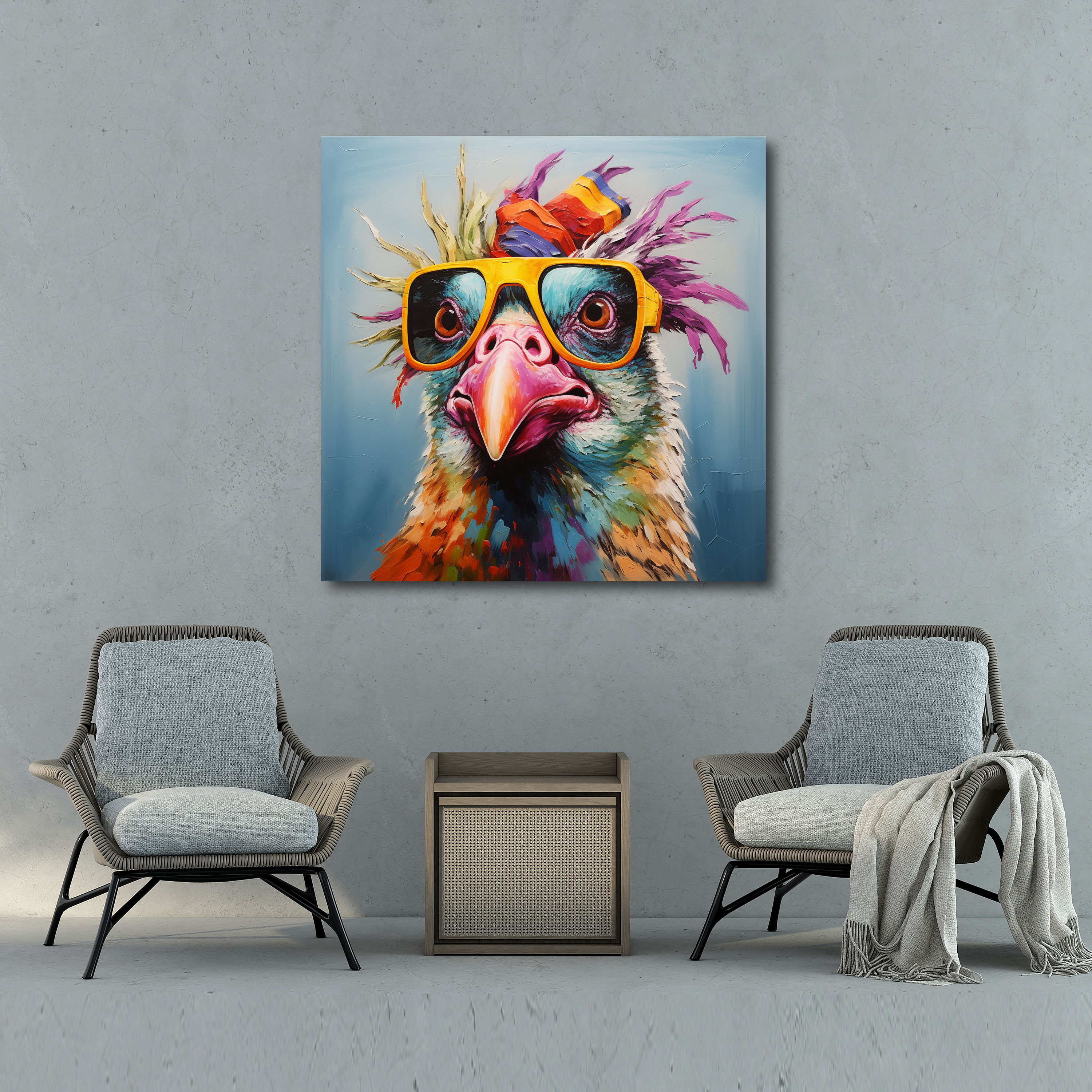 Funky Animal Portraits Canvas Print - Funky, Funk, Quirky, Canvas Wall Art