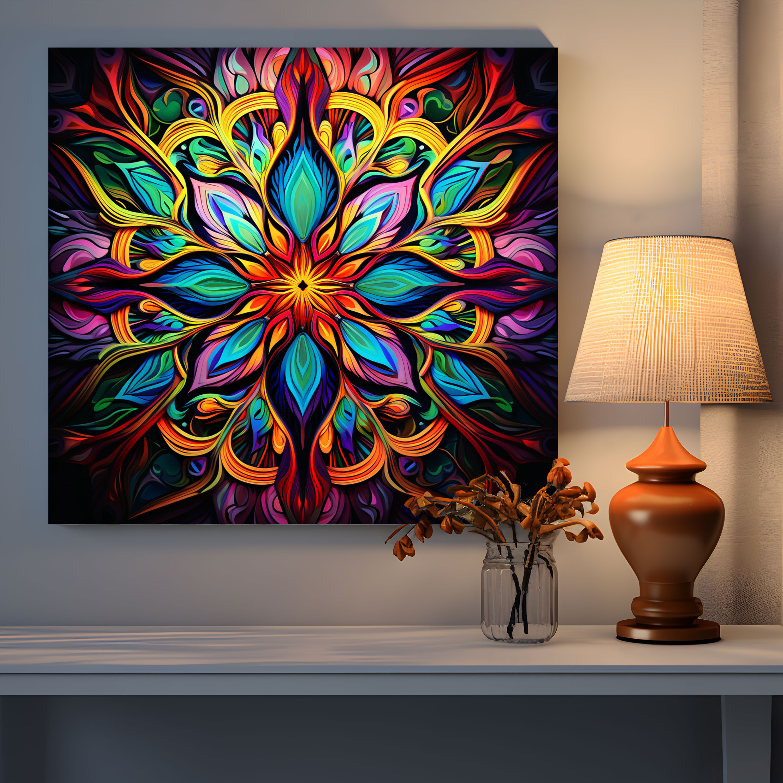 Funky Psychedelic Kaleidoscope Canvas Print - Funky, Wall Decoration, Colors, Funky