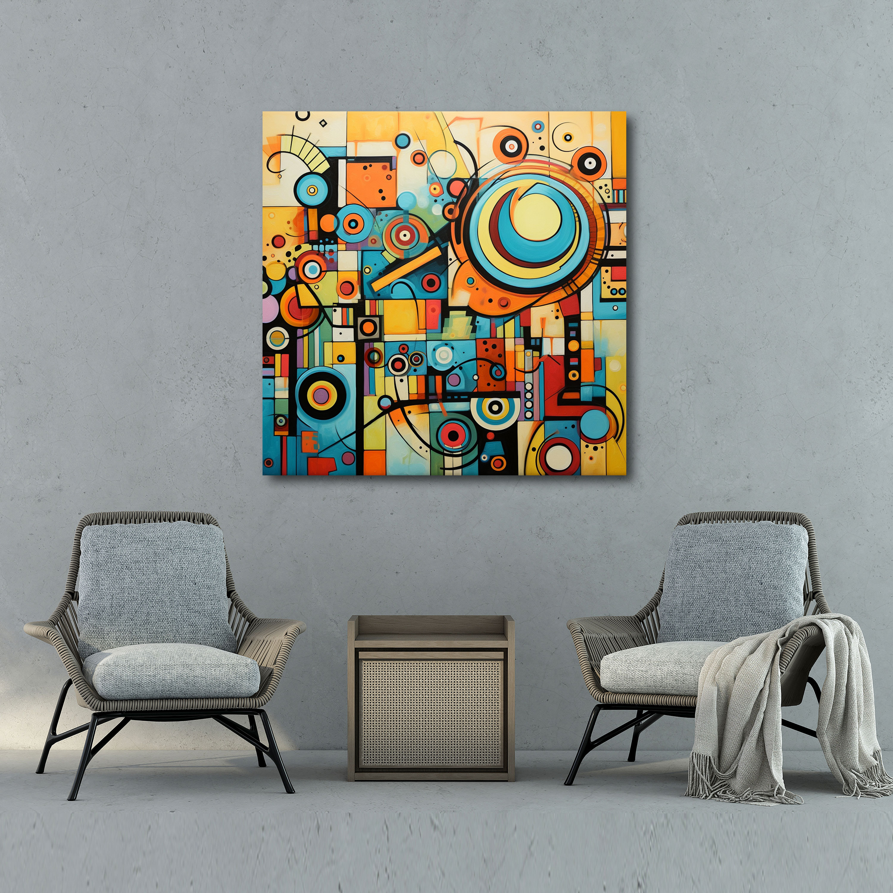 Funky Geometric Abstract Canvas Print - Funky, Wall Art, Funky, Canvas Wall Art