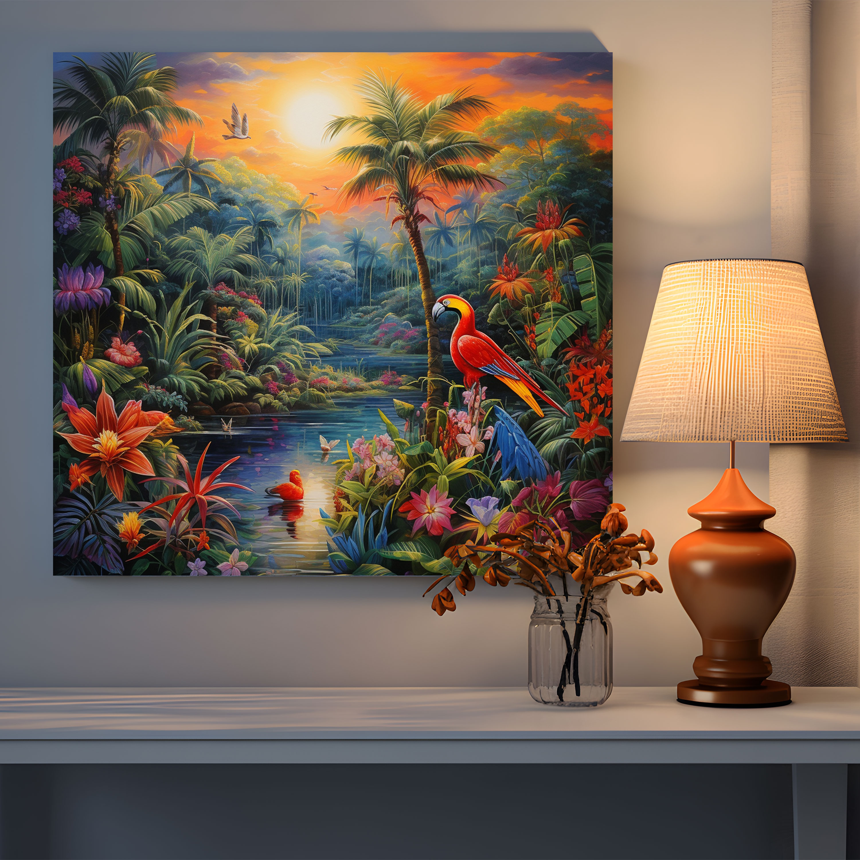 Funky Tropical Paradise Canvas Print - Funky, Tropical Paradise, Home Decoration, Canvas Wall Art
