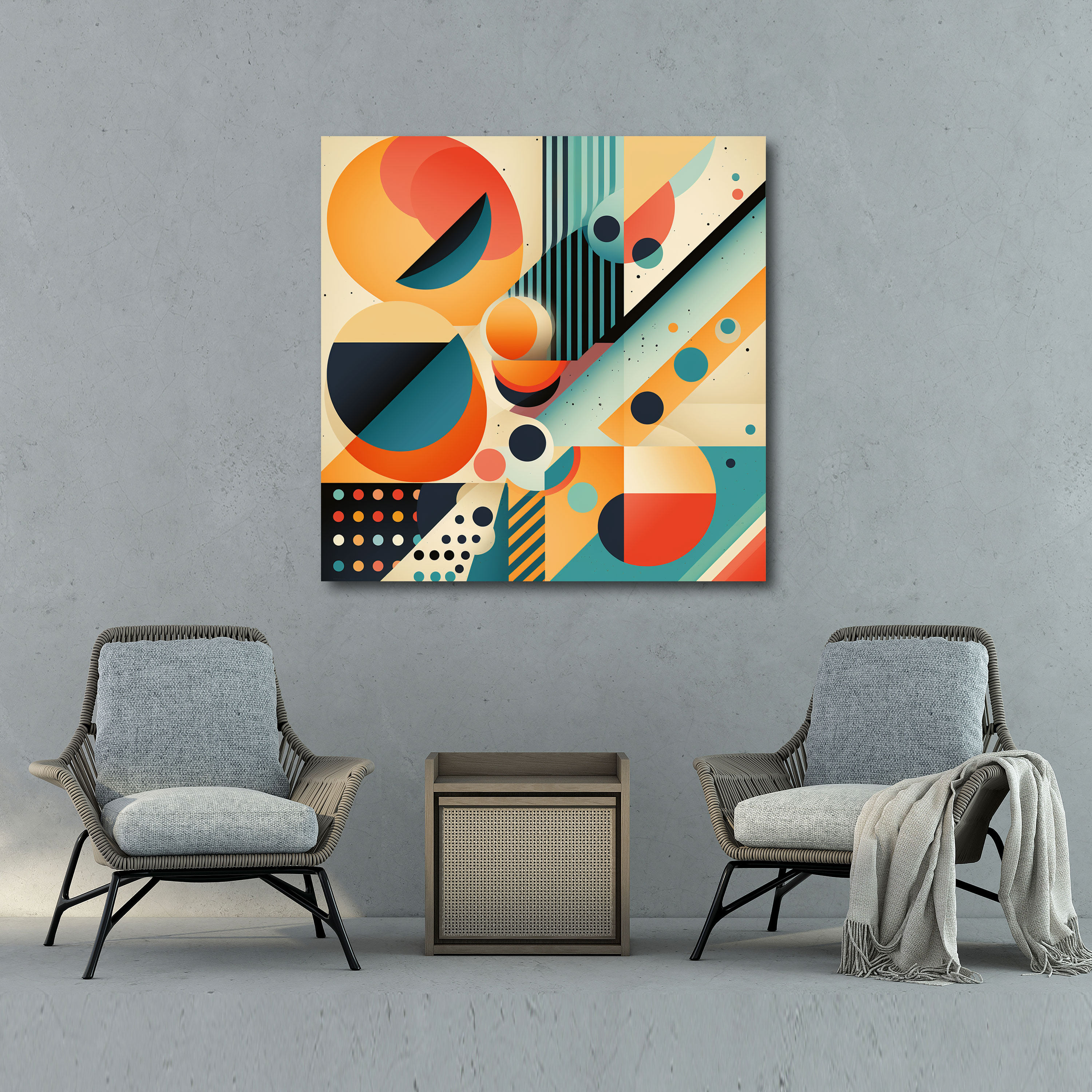 Funky Geometric Canvas Print - Funky, Canvas, Wall Art, Home Decoration
