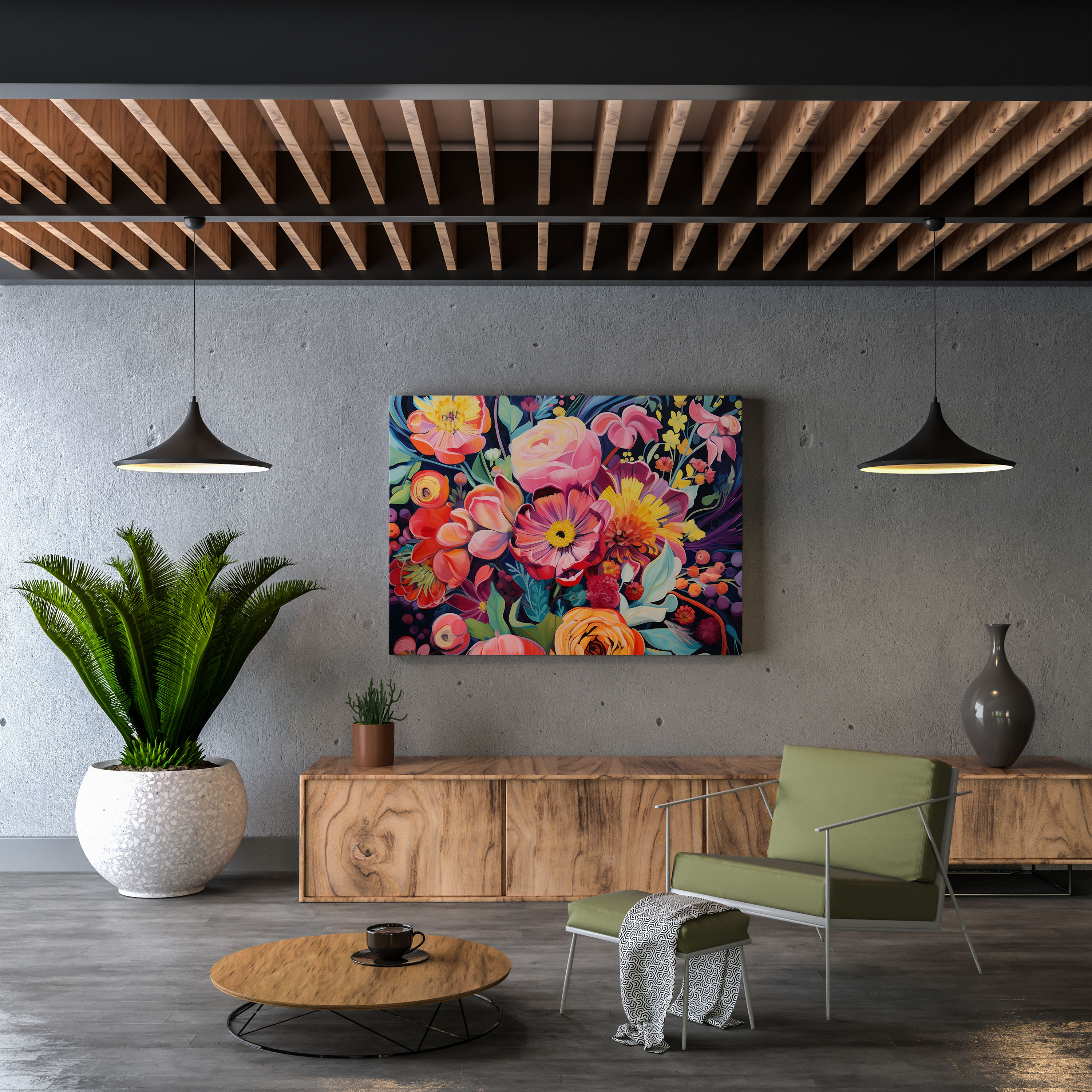 Funky Floral Canvas Print - Funky, Home Decoration, Wall Art, Canvas