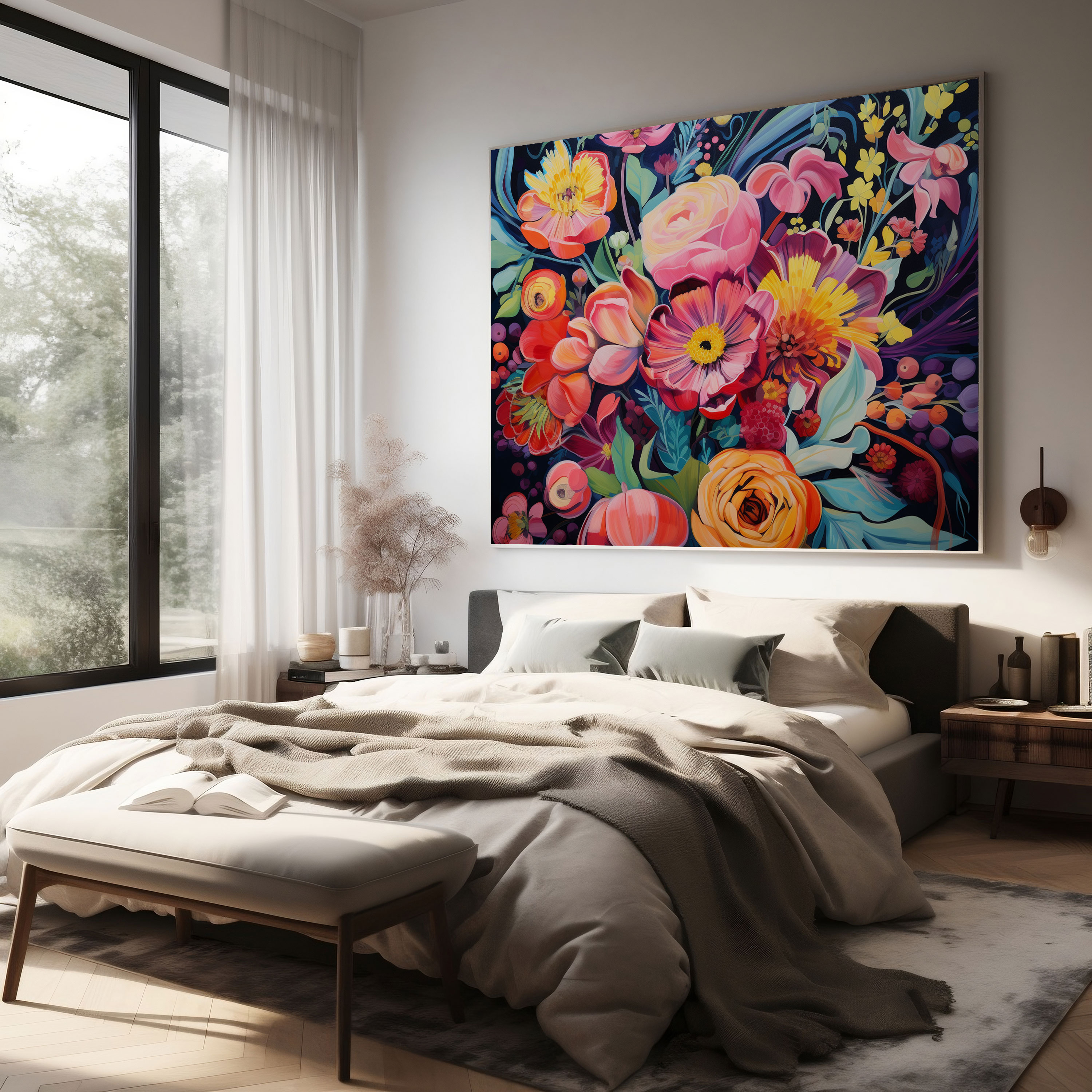 Funky Floral Canvas Print - Funky, Home Decoration, Wall Art, Canvas