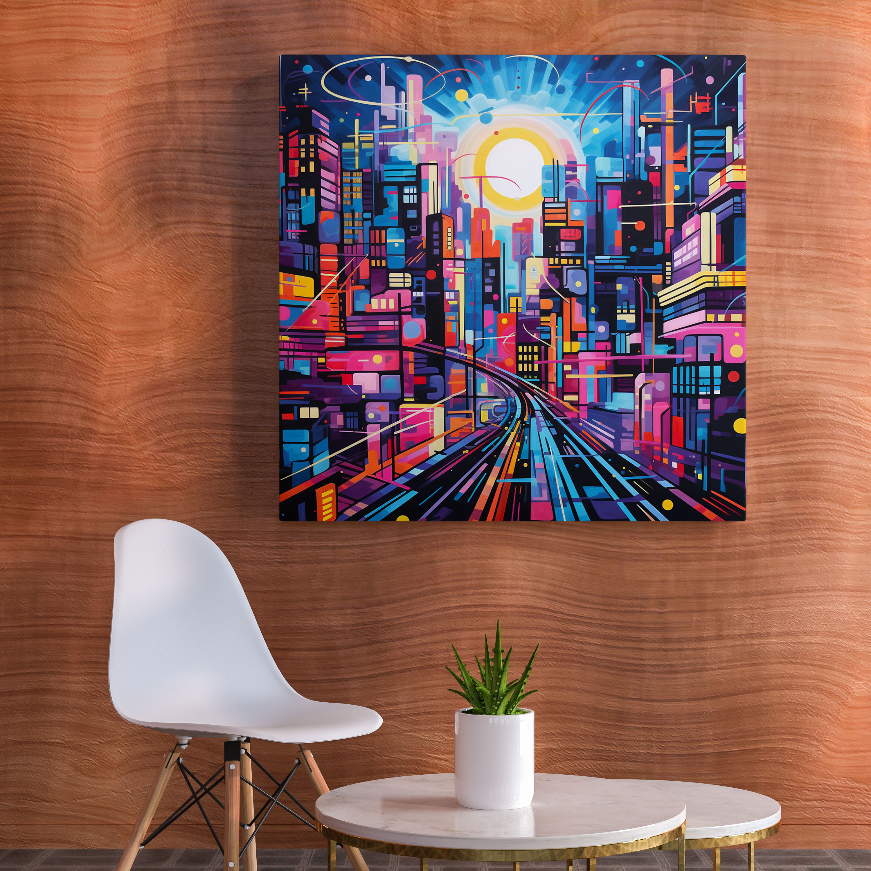 Funky Pop Art Canvas Print - Funky, Neon Colors, Wall Decoration, Modern
