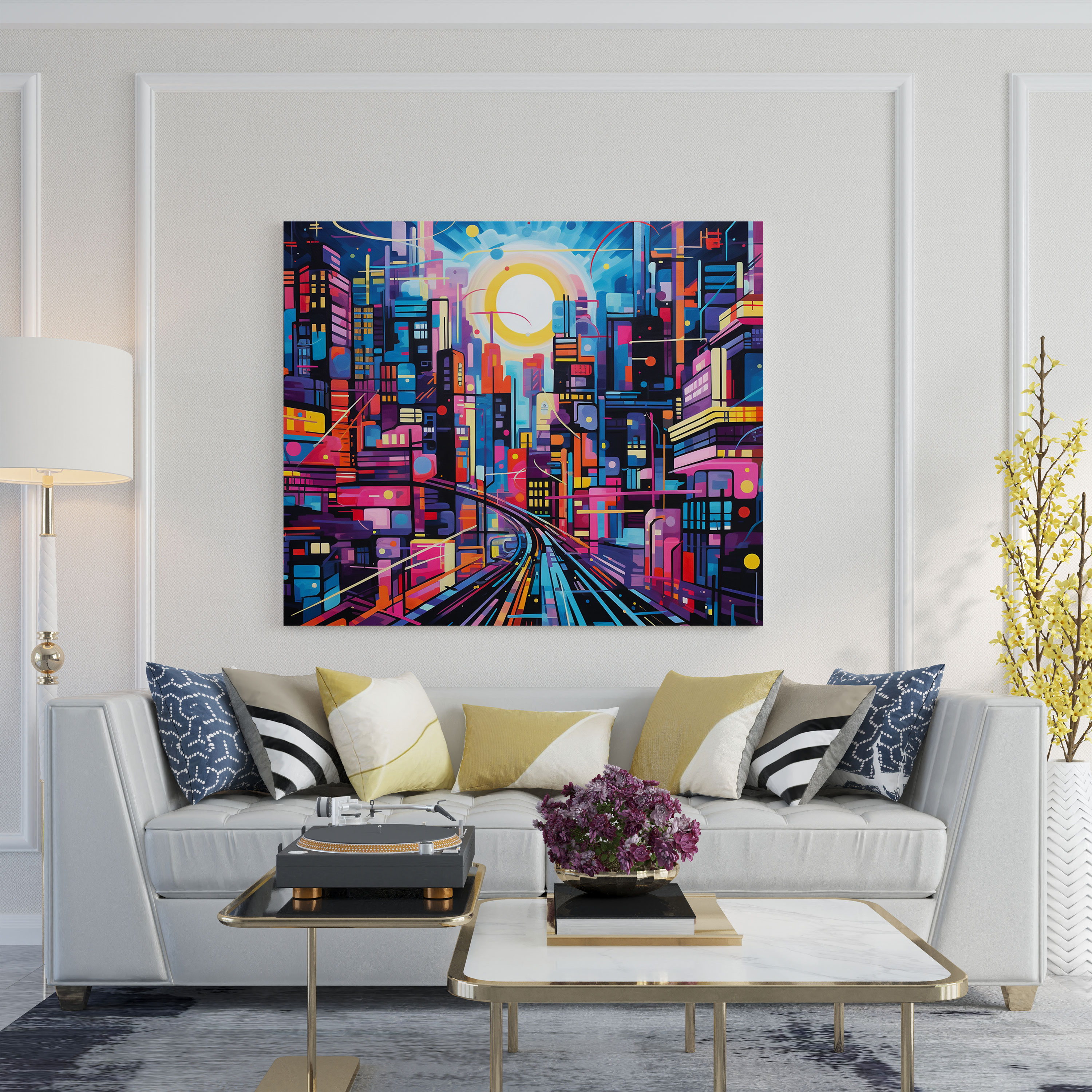 Funky Pop Art Canvas Print - Funky, Neon Colors, Wall Decoration, Modern