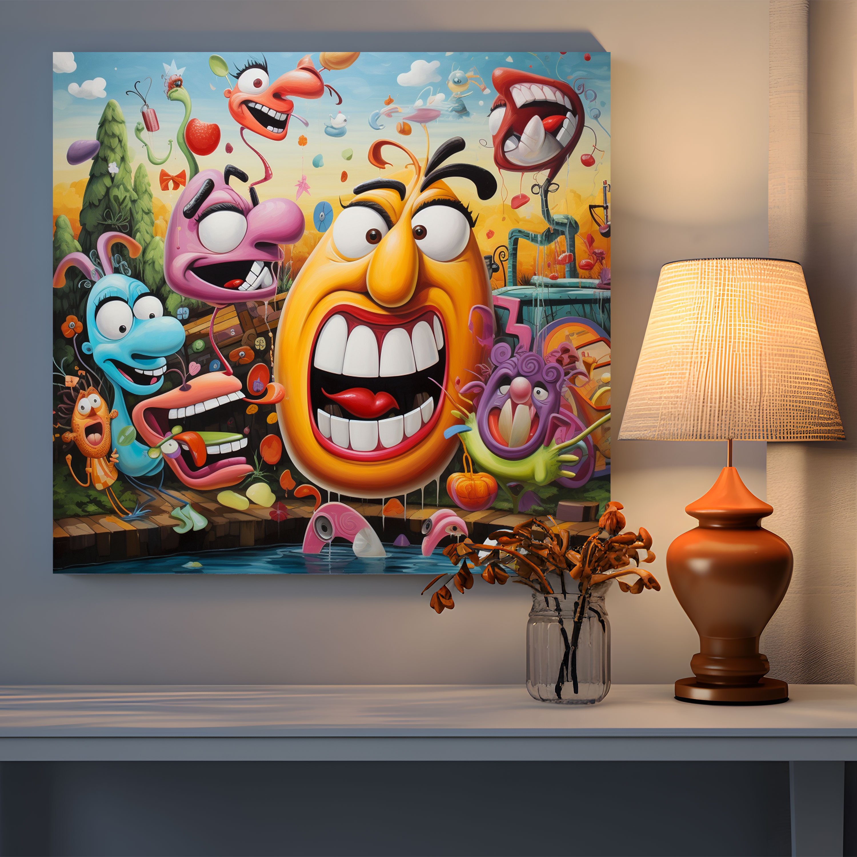Funky Cartoon Wall Art - Funky, Canvas Print, Whimsical, Wall Art