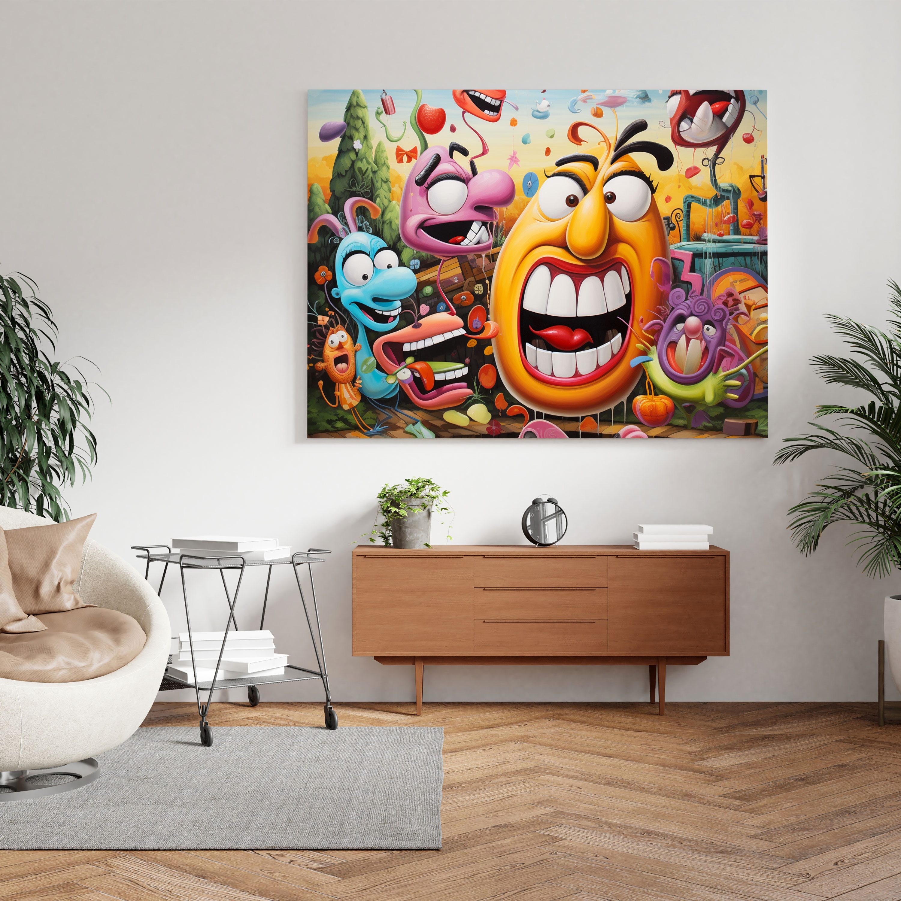 Funky Cartoon Wall Art - Funky, Canvas Print, Whimsical, Wall Art