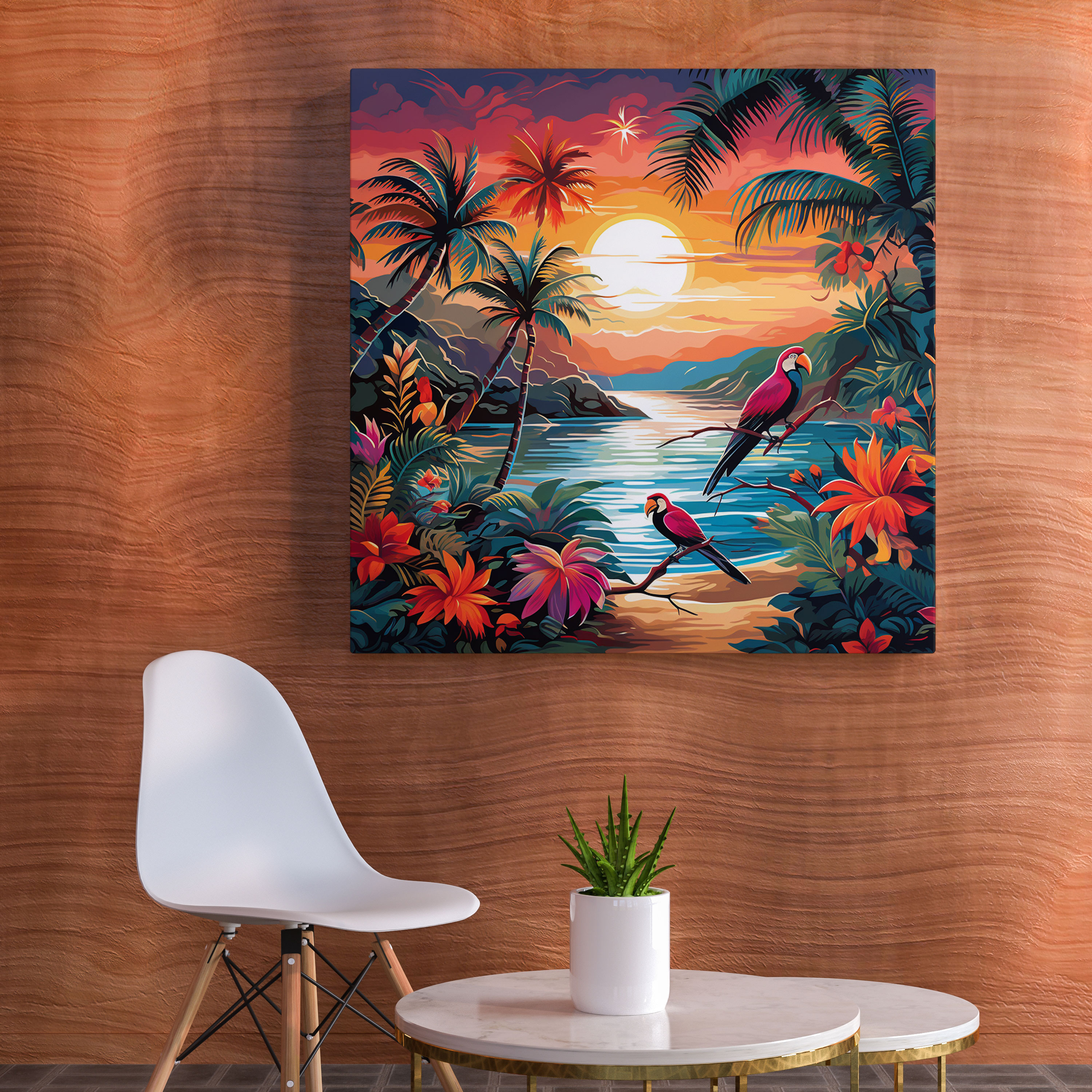 Funky Tropical Paradise Canvas Print - Funky, Canvas, Home Decoration, Wall Art