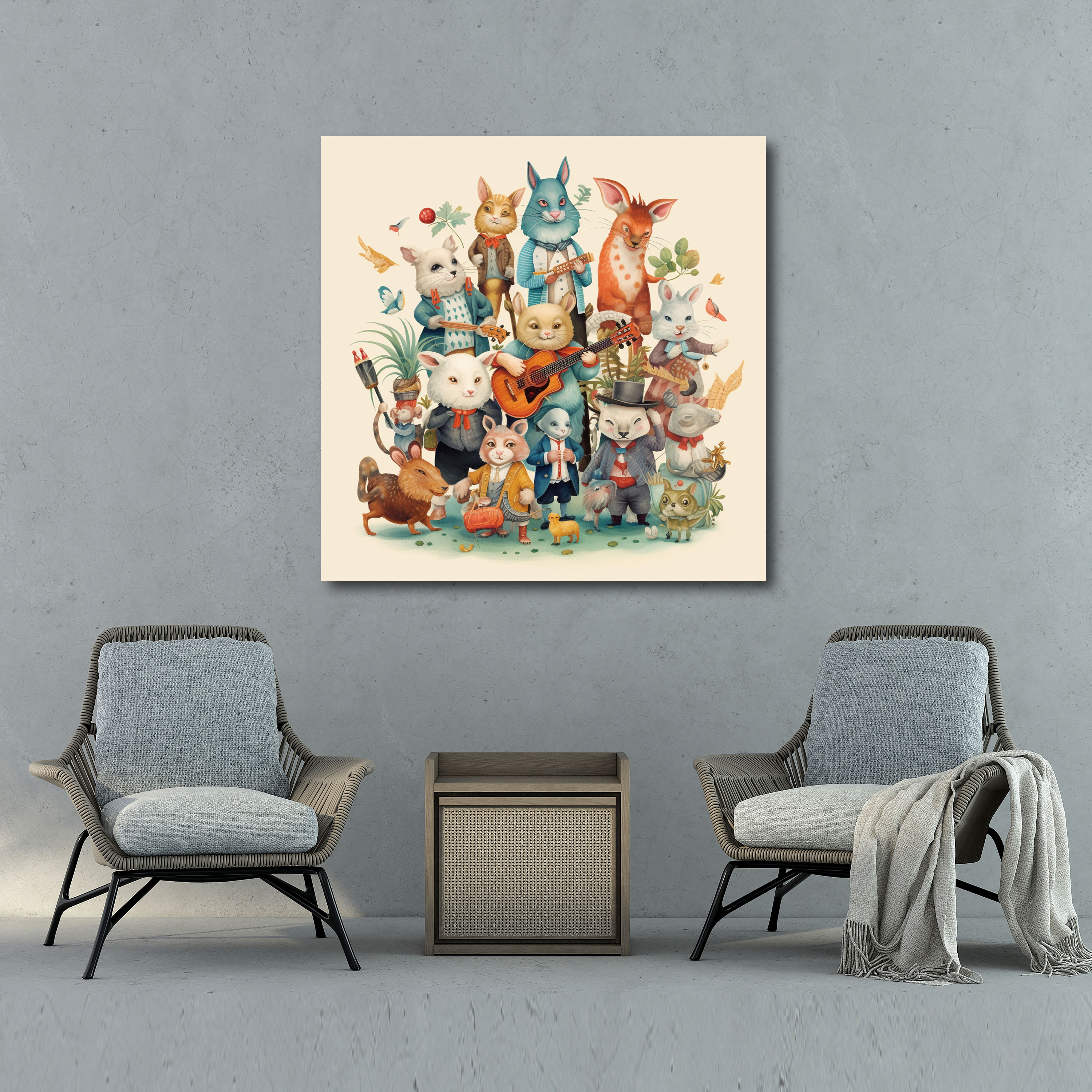 Funky Whimsical Animal Canvas Print - Funky, Canvas Print, Whimsical Animal Illustration, Funky