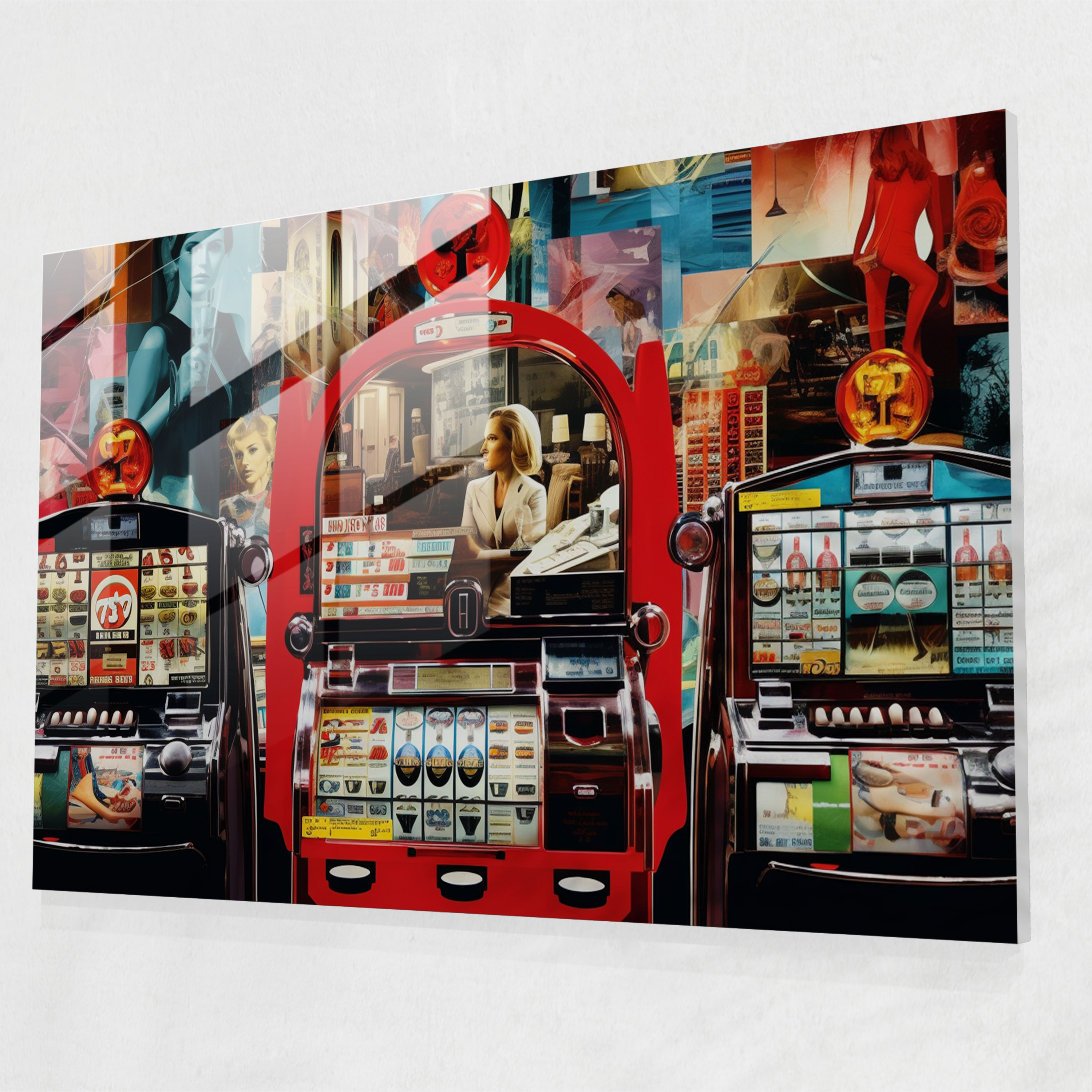 Gamble Modern Art - Leinwandbild Glasbild Spielautomaten