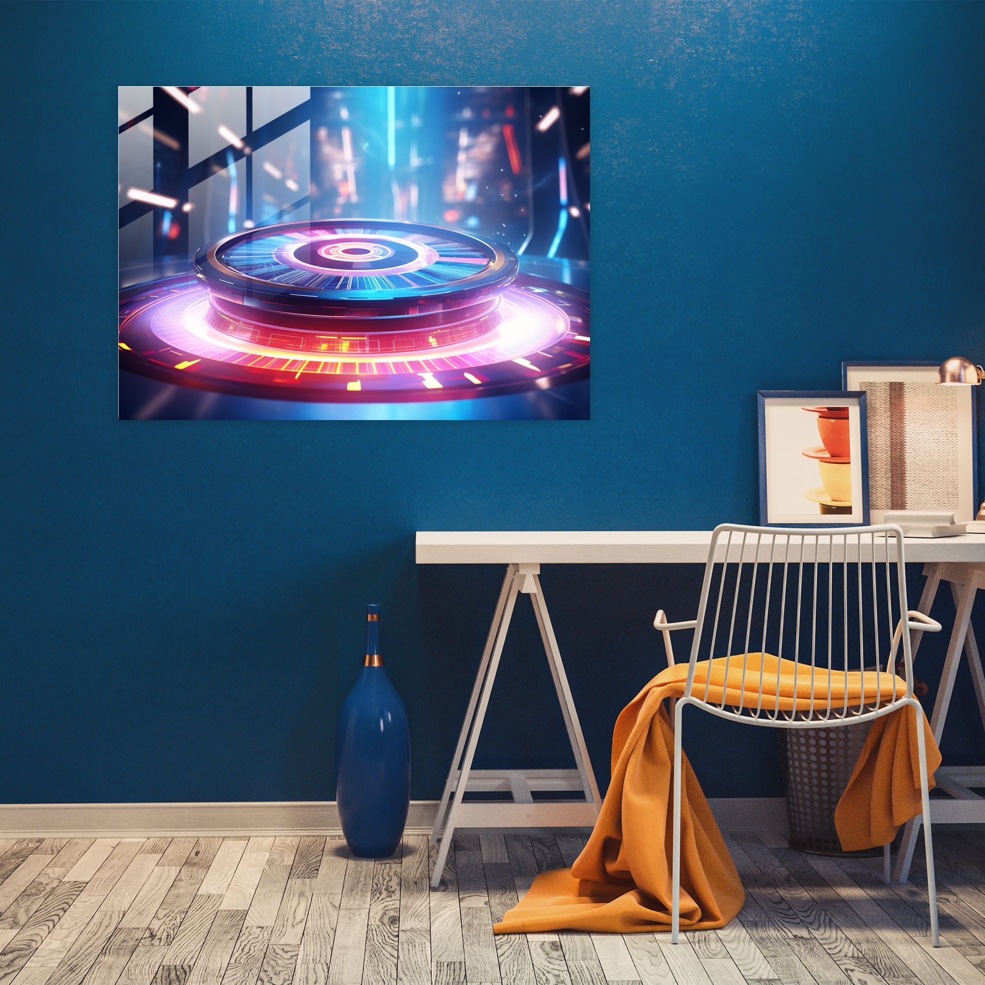 Gamble Glass Wall Art - Gamble, Virtual Roulette Wheel, Gamble, Technological Elegance