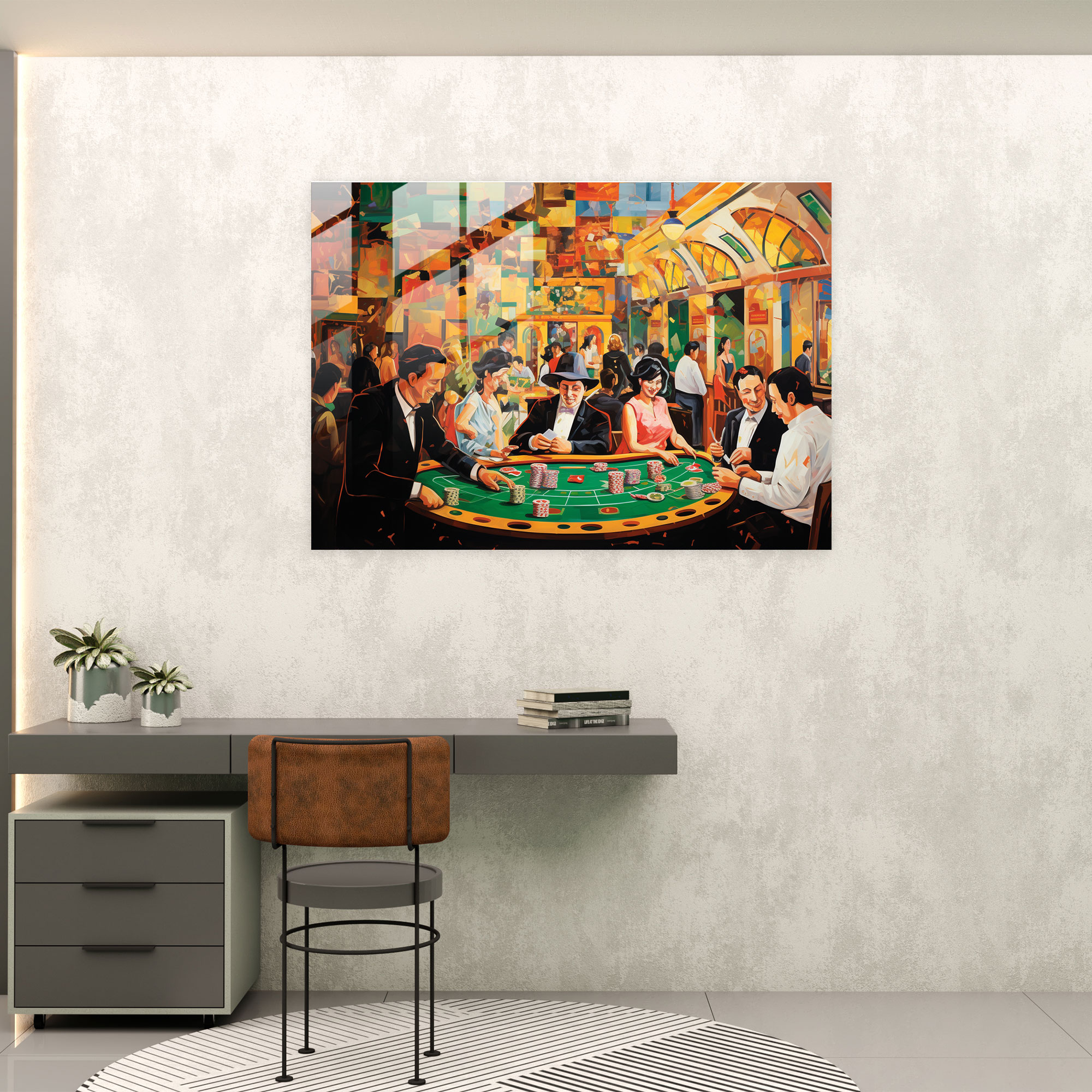 Thrill Glass Wall Art - Gamble, Thrill, Modern Art, Bustling Casino Scene