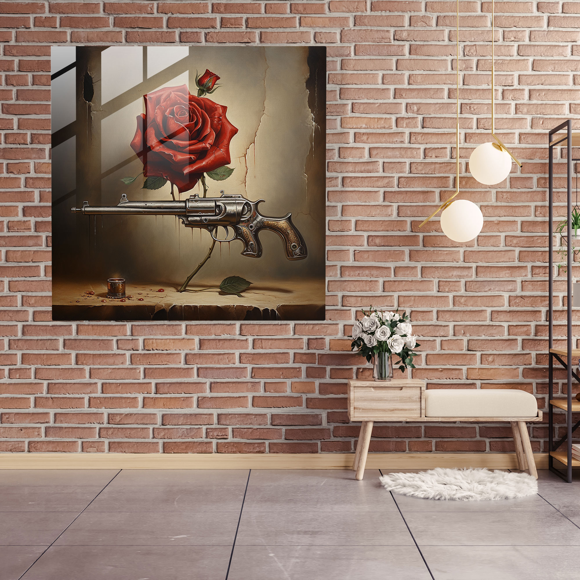Godfather Glass Print - Surrealistic Love And Power - Godfather, Symbolism, Glass Art, Glass Wall Art