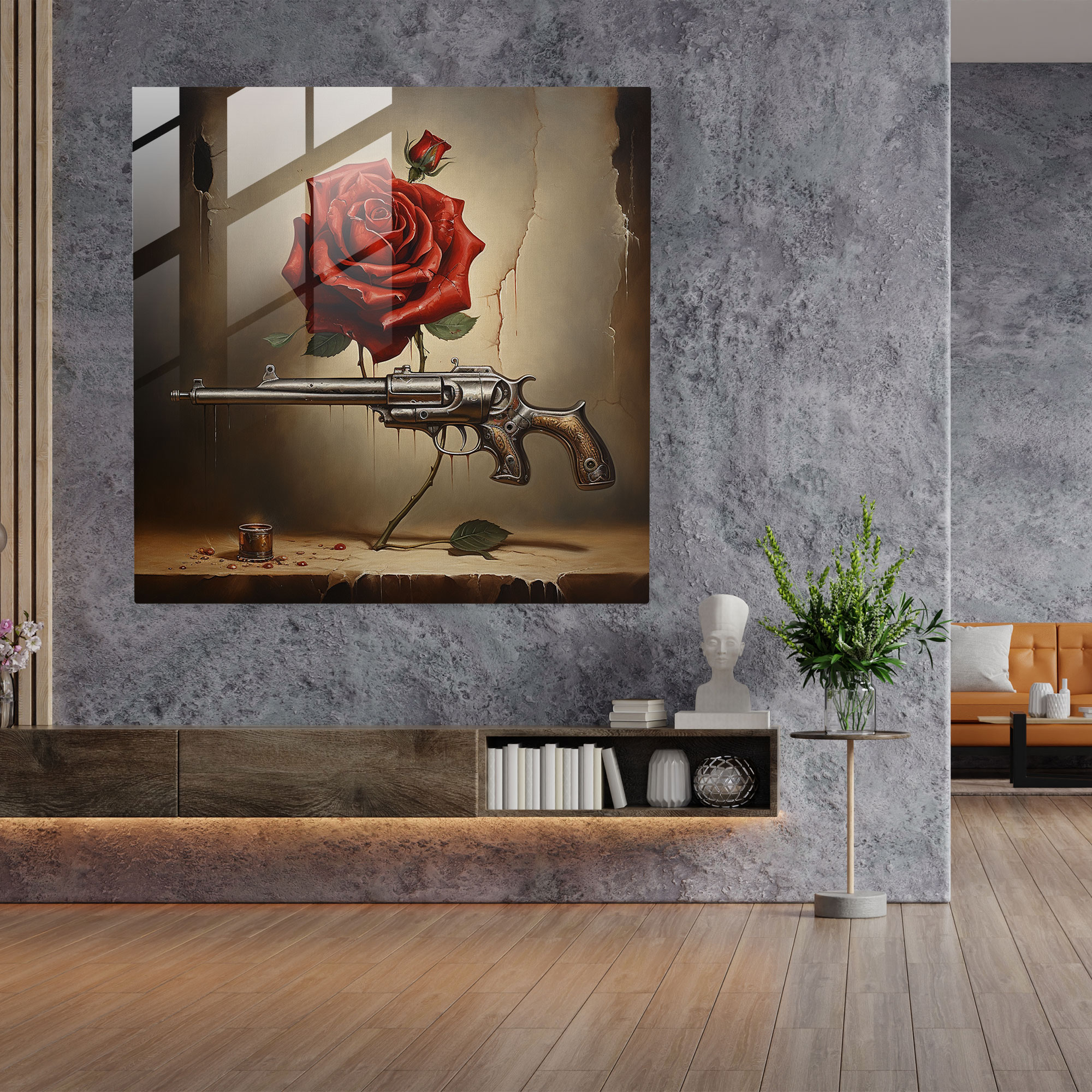Godfather Glass Print - Surrealistic Love And Power - Godfather, Symbolism, Glass Art, Glass Wall Art