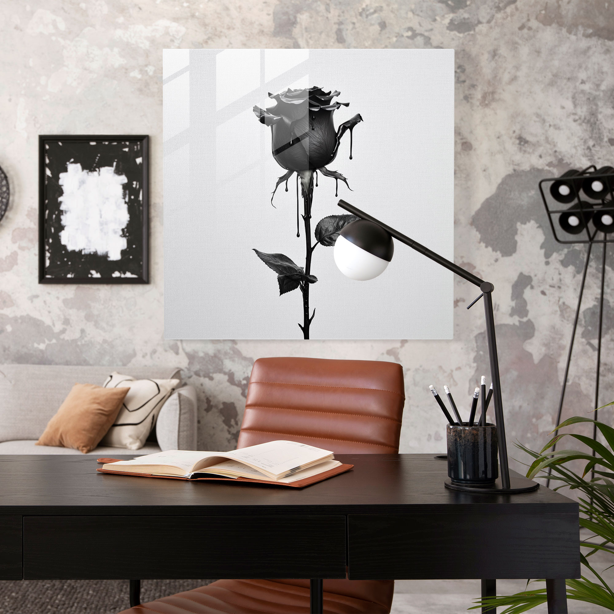 Godfather Glass Print - Minimalist Black Rose - Godfather, Godfather, Modern Art, Wall Decoration